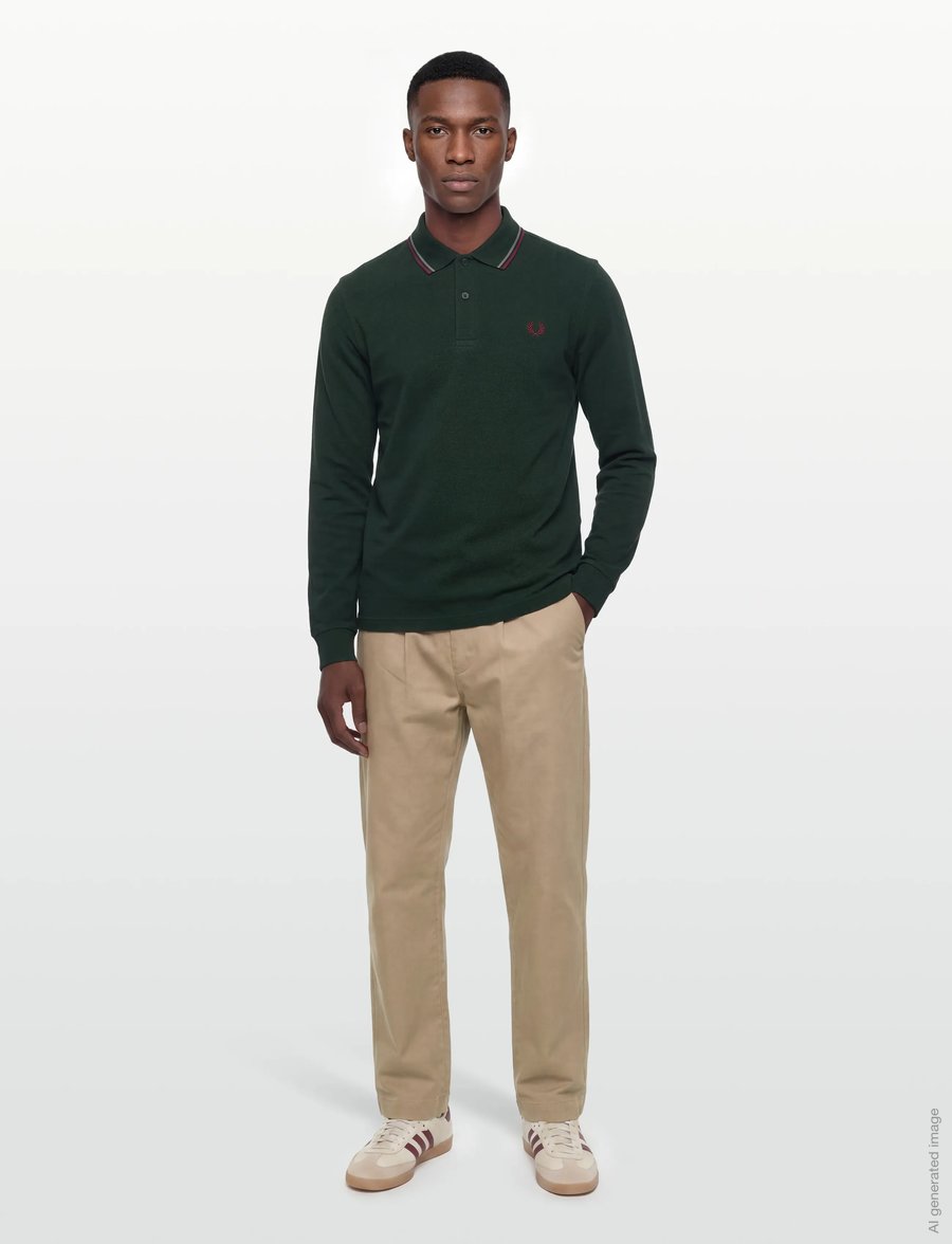 Fred Perry - LS TWIN TIPPED FP SHIRT - långärmade pikéer - grsrts/stkbl/oxb - 0
