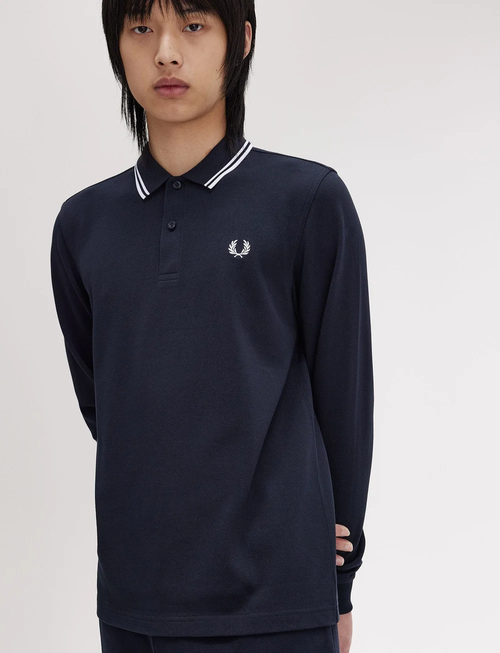 Fred Perry - LS TWIN TIPPED SHIRT - pikkade varrukatega polod - navy / white / white - 4