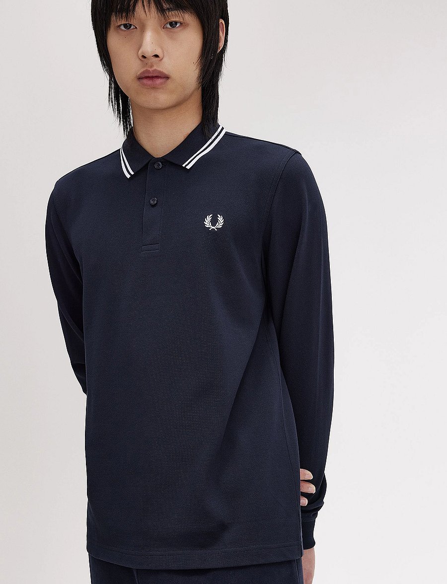 Fred Perry - LS TWIN TIPPED FP SHIRT - pikkade varrukatega polod - navy / white / white - 4