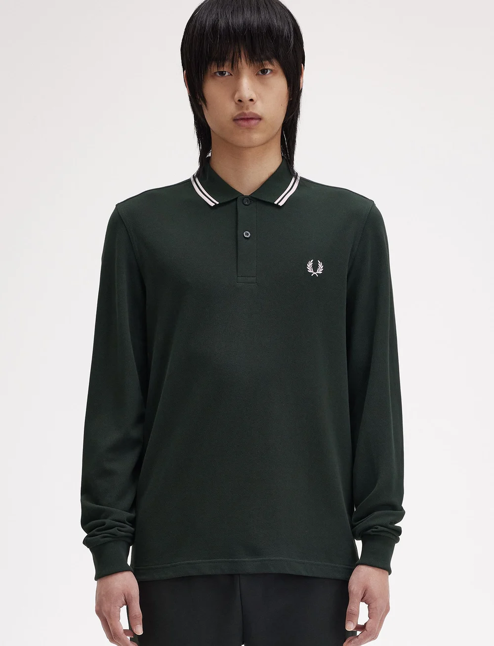 Fred Perry - LS TWIN TIPPED FP SHIRT - langärmelig - nightgreen/snwht - 0