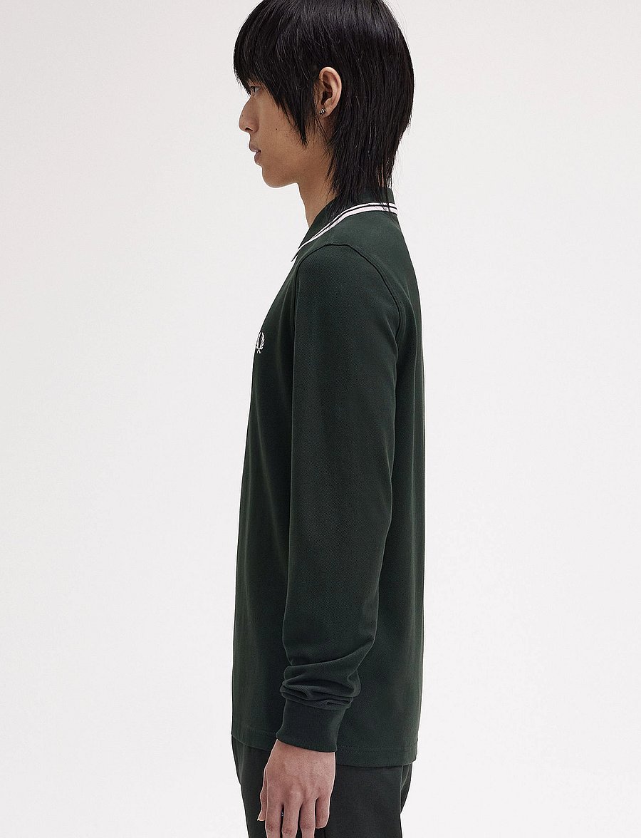 Fred Perry - LS TWIN TIPPED FP SHIRT - långärmade pikéer - nightgreen/snwht - 3