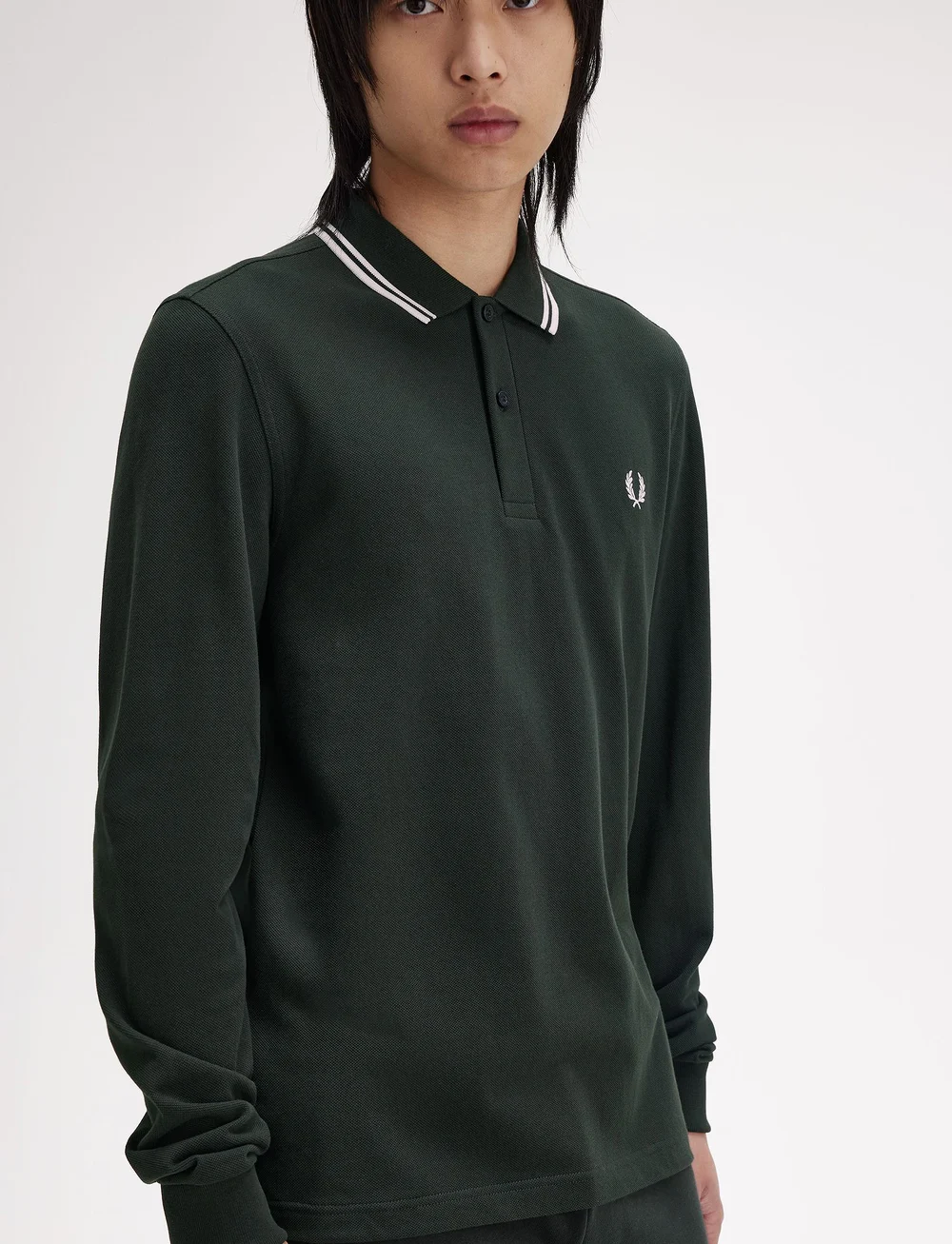 Fred Perry - LS TWIN TIPPED FP SHIRT - langärmelig - nightgreen/snwht - 4