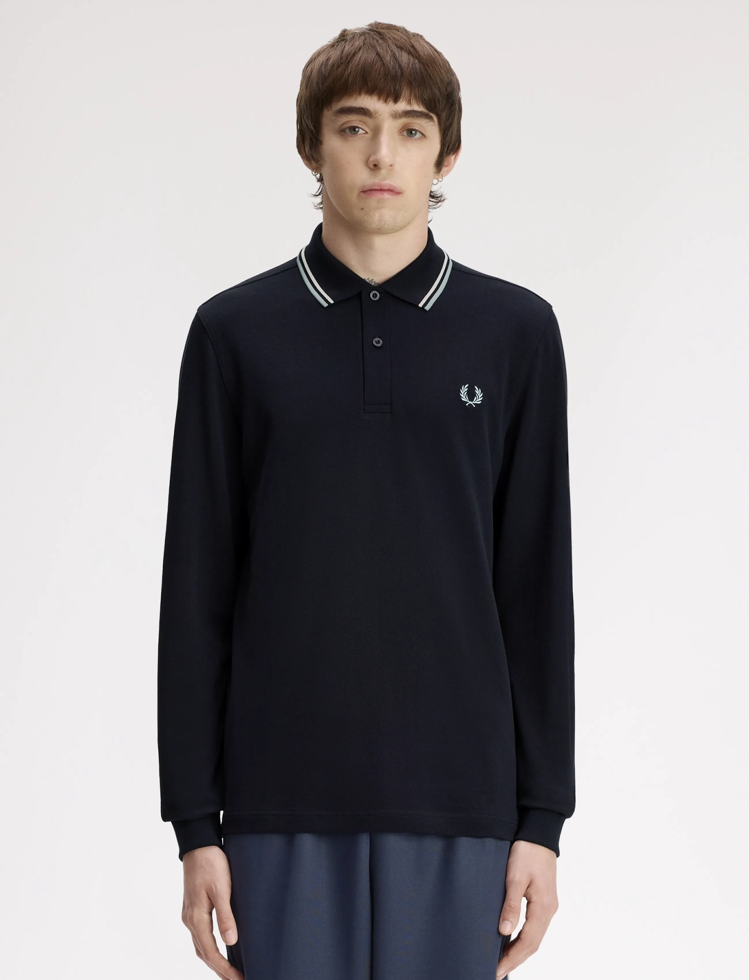 Fred Perry LS TWIN TIPPED FP SHIRT - Koszulki Polo - NVY/ECRU/SLVRBLU / navy