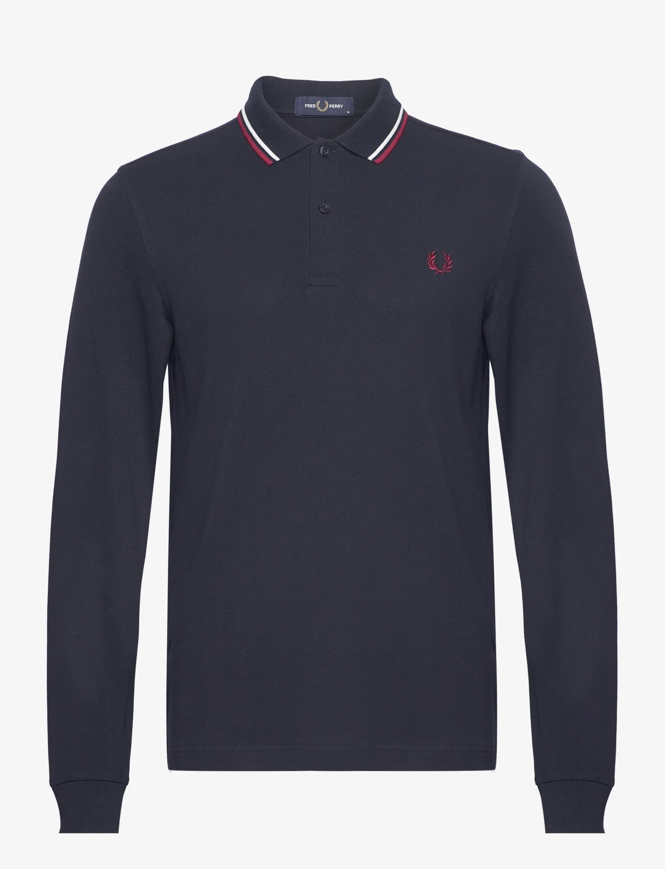 Fred Perry - LS TWIN TIPPED SHIRT - long-sleeved polos - nvy/swht/bntred - 0