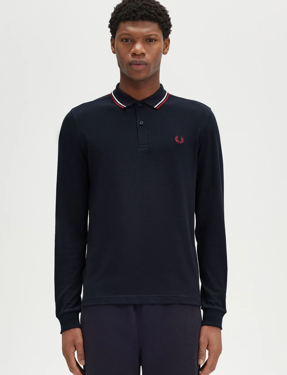 Fred Perry - LS TWIN TIPPED FP SHIRT - långärmade pikéer - nvy/swht/bntred - 0