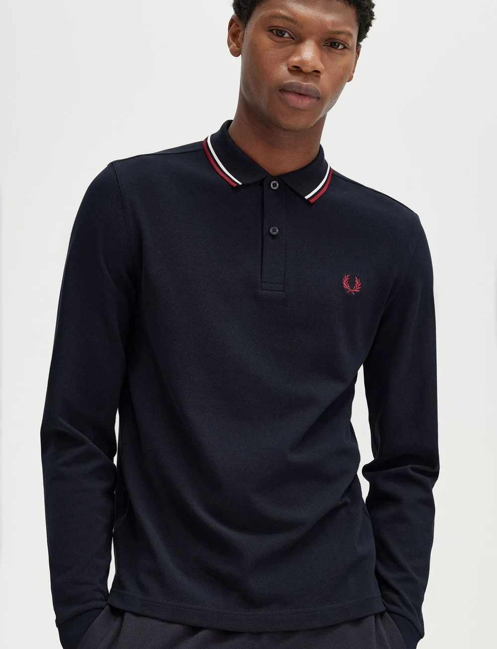 Fred Perry - LS TWIN TIPPED FP SHIRT - långärmade pikéer - nvy/swht/bntred - 4