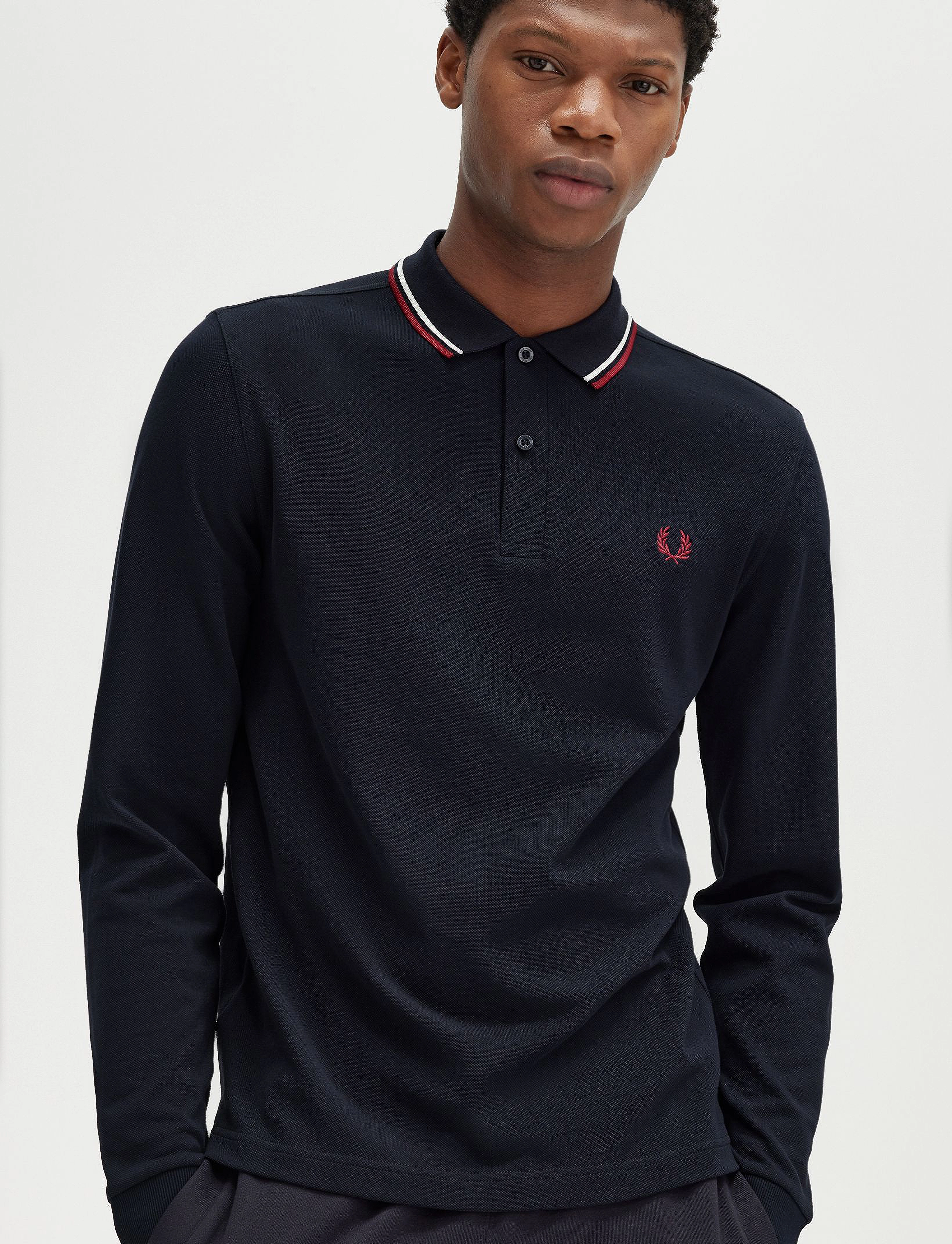 Fred Perry - LS TWIN TIPPED FP SHIRT - pitkähihaiset - nvy/swht/bntred - 4