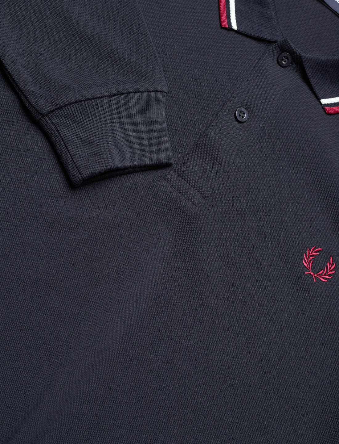 Fred Perry - LS TWIN TIPPED FP SHIRT - långärmade pikéer - nvy/swht/bntred - 5