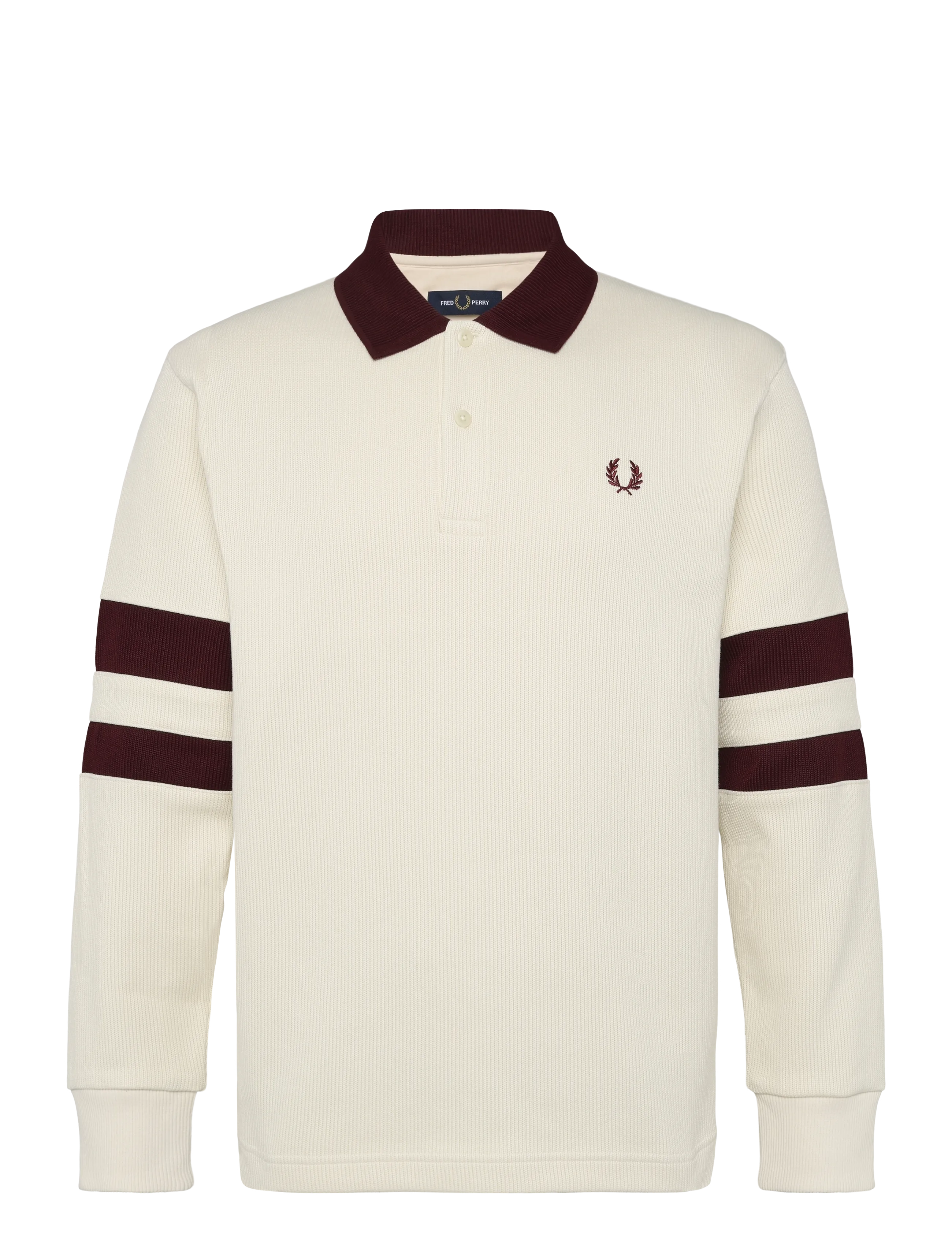 Fred Perry - TIPPEDSLEEVE COLLARED SWTSHIRT - långärmade stickade pikétröjor - ecru - 1
