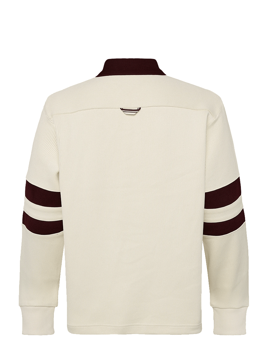 Fred Perry - TIPPEDSLEEVE COLLARED SWTSHIRT - langärmelige strick-polohemden - ecru - 2