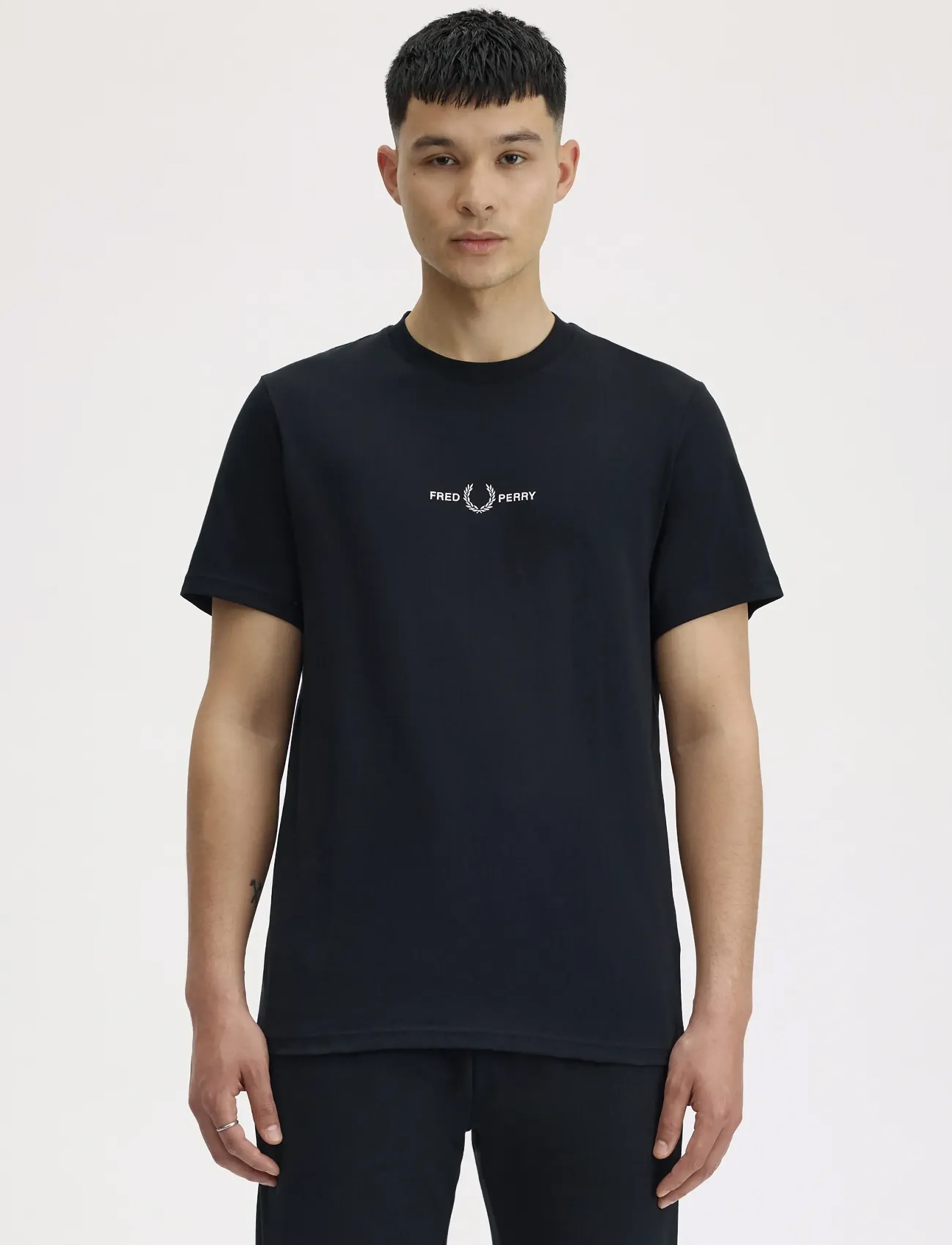 Fred Perry EMBROIDERED T-SHIRT - T-Shirts - BLACK / black
