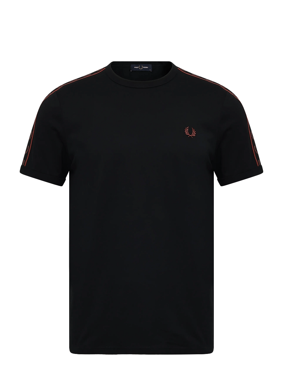 Fred Perry - CONTRAST TAPE RINGER TEE - kortærmede t-shirts - black - 1