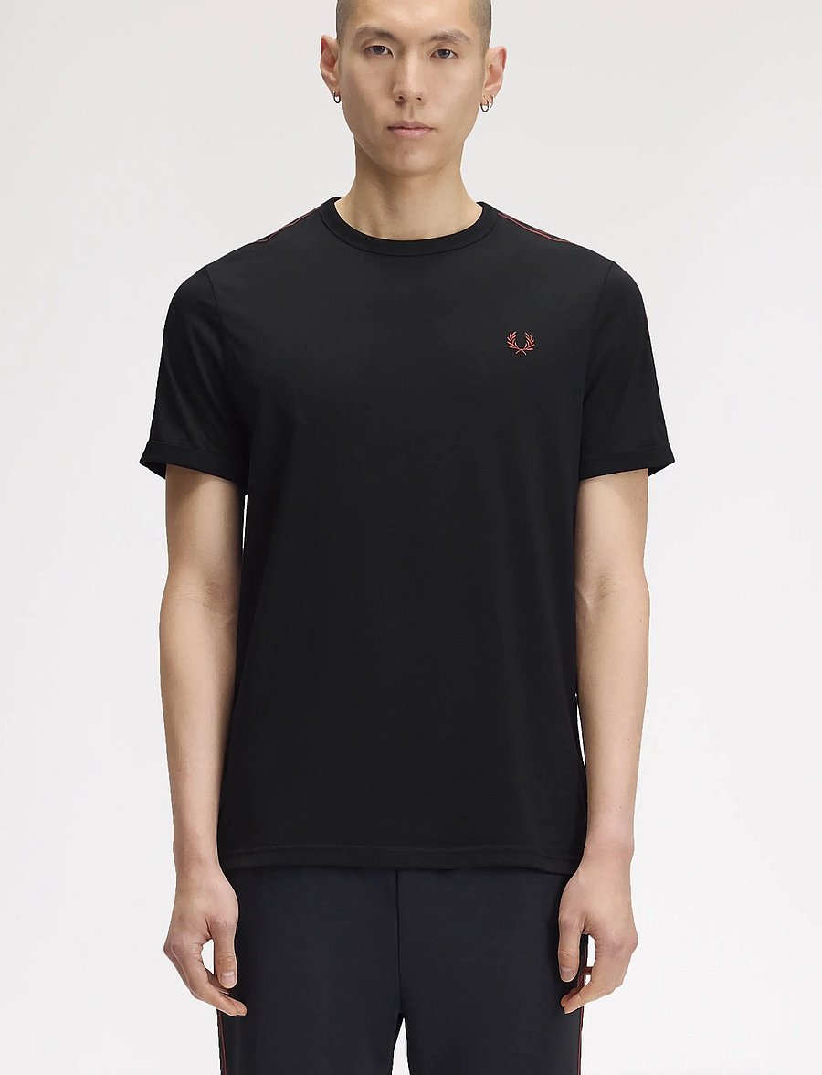 Fred Perry - CONTRAST TAPE RINGER TEE - kortærmede t-shirts - black - 0