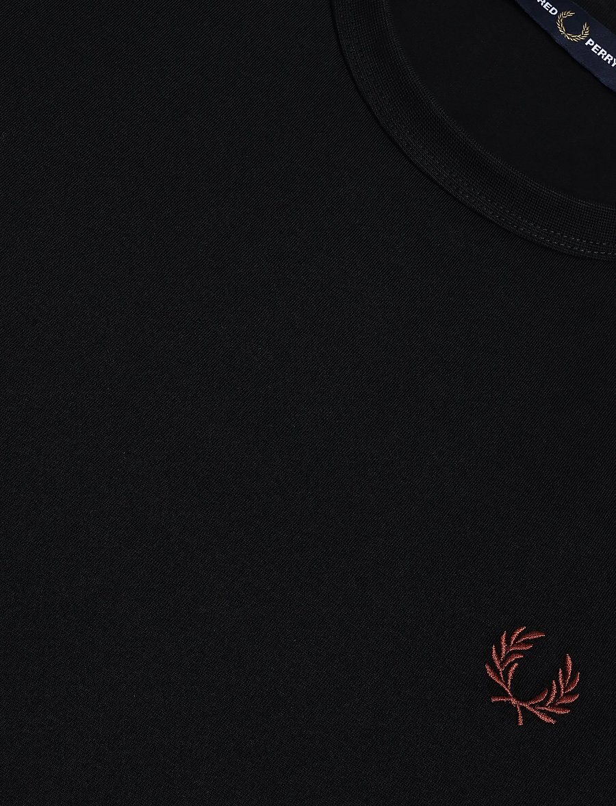 Fred Perry - CONTRAST TAPE RINGER TEE - kortærmede t-shirts - black - 4