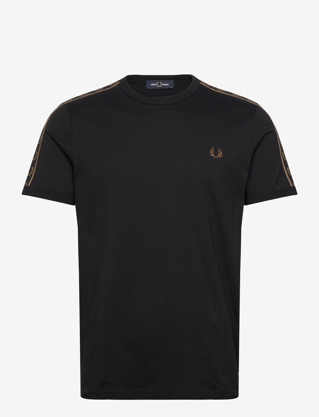 Fred Perry - CONTRAST TAPE RINGER TEE - kortärmade t-shirts - black/shadedston - 0