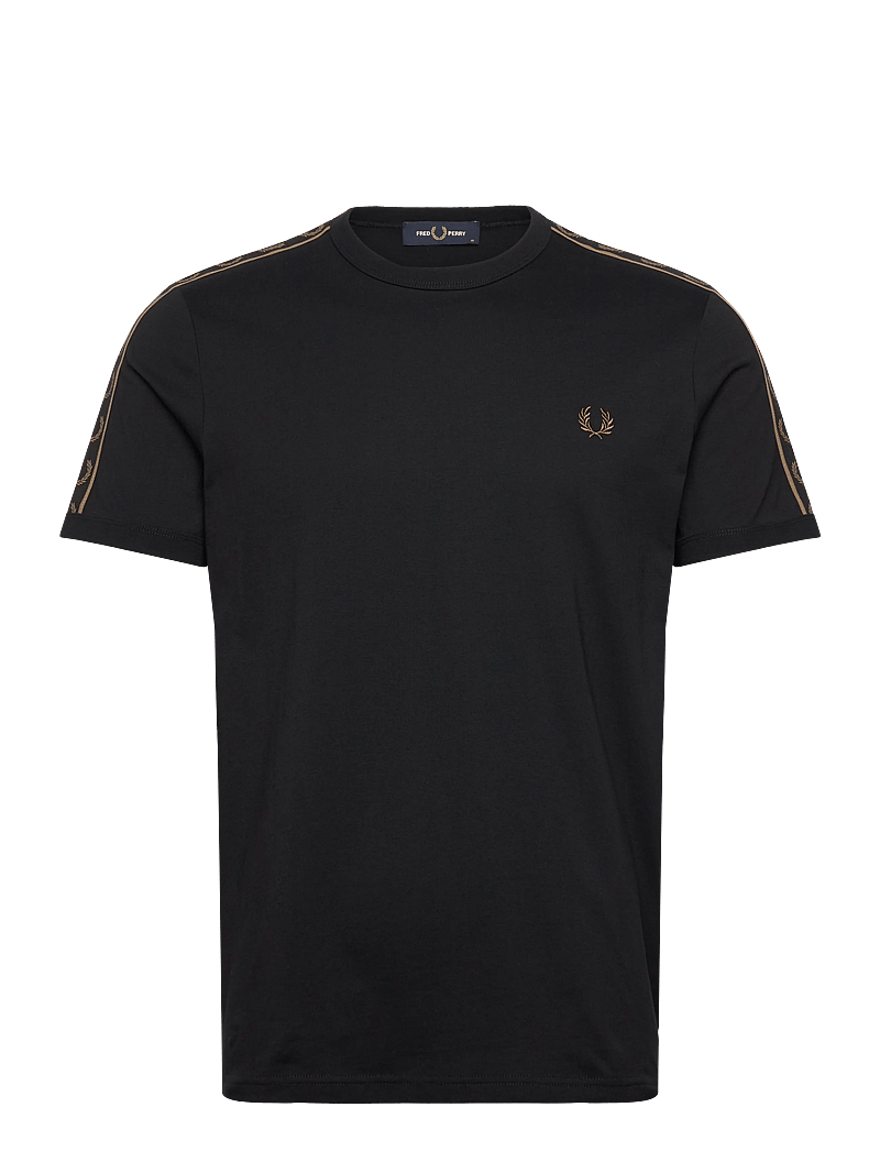 Fred Perry - CONTRAST TAPE RINGER TEE - kortärmade t-shirts - black/shadedston - 0
