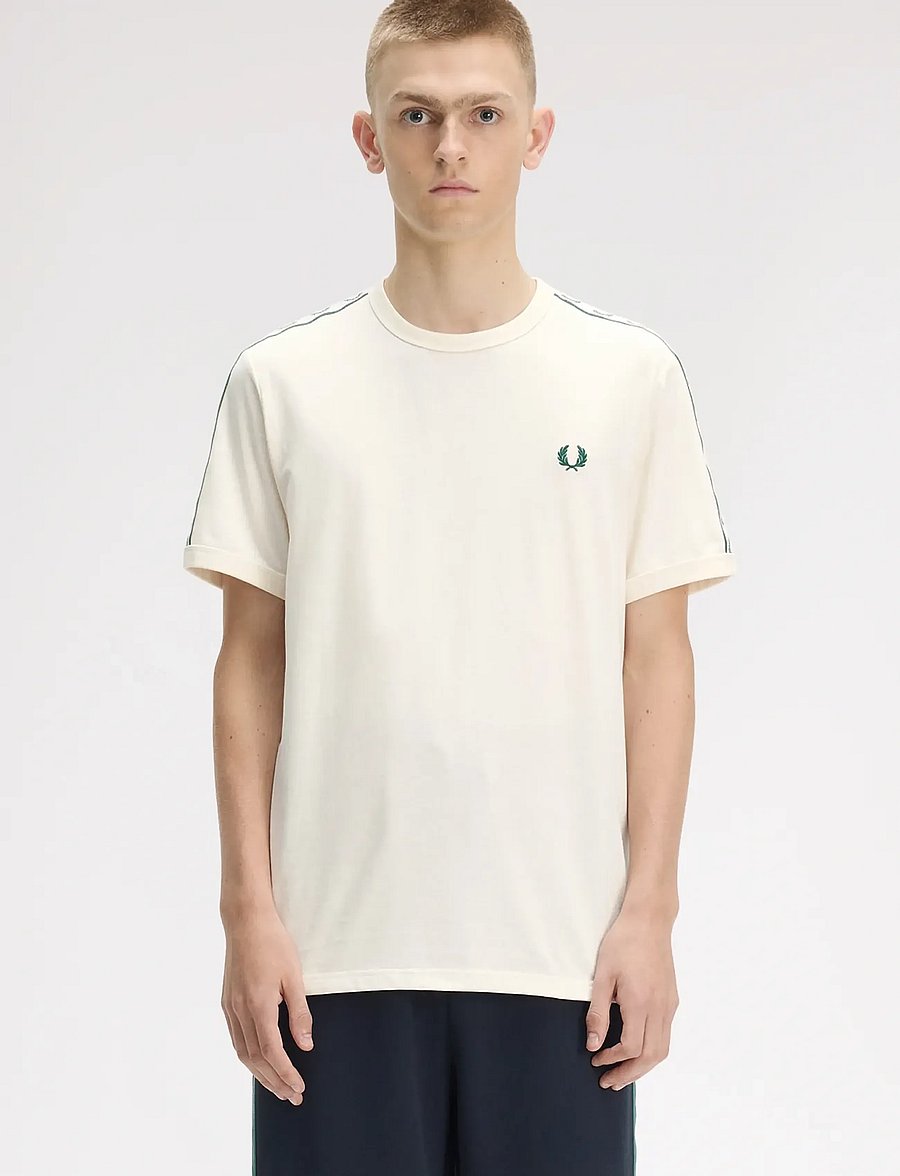 Fred Perry - CONTRAST TAPE RINGER TEE - kurzärmelige t-shirts - ecru - 0