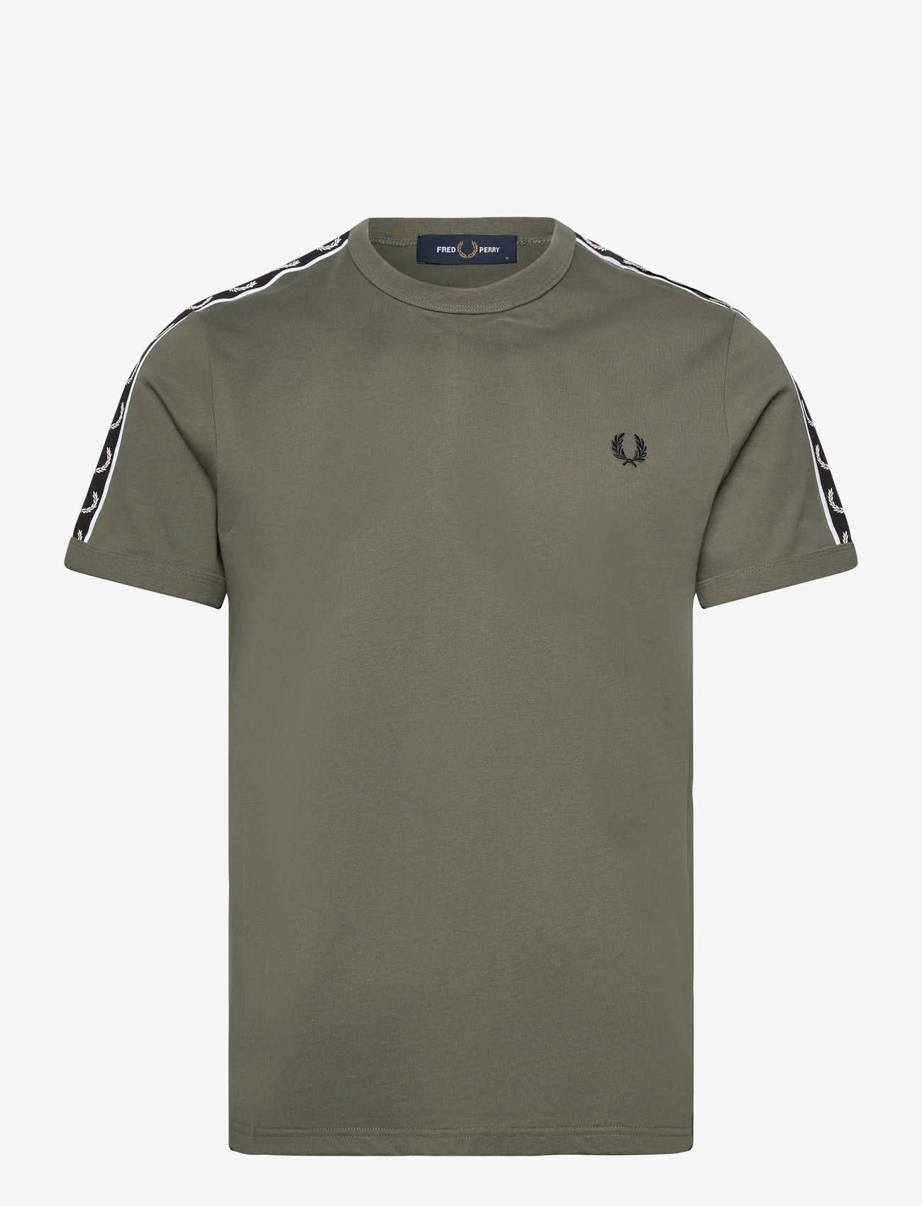 Fred Perry - CONTRAST TAPE RINGER TEE - short-sleeved t-shirts - lrlwrthgreen/blk - 0