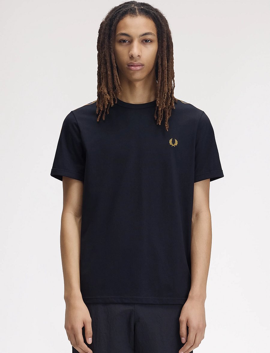Fred Perry - CONTRAST TAPE RINGER TEE - lühikeste varrukatega t-särgid - navy - 0
