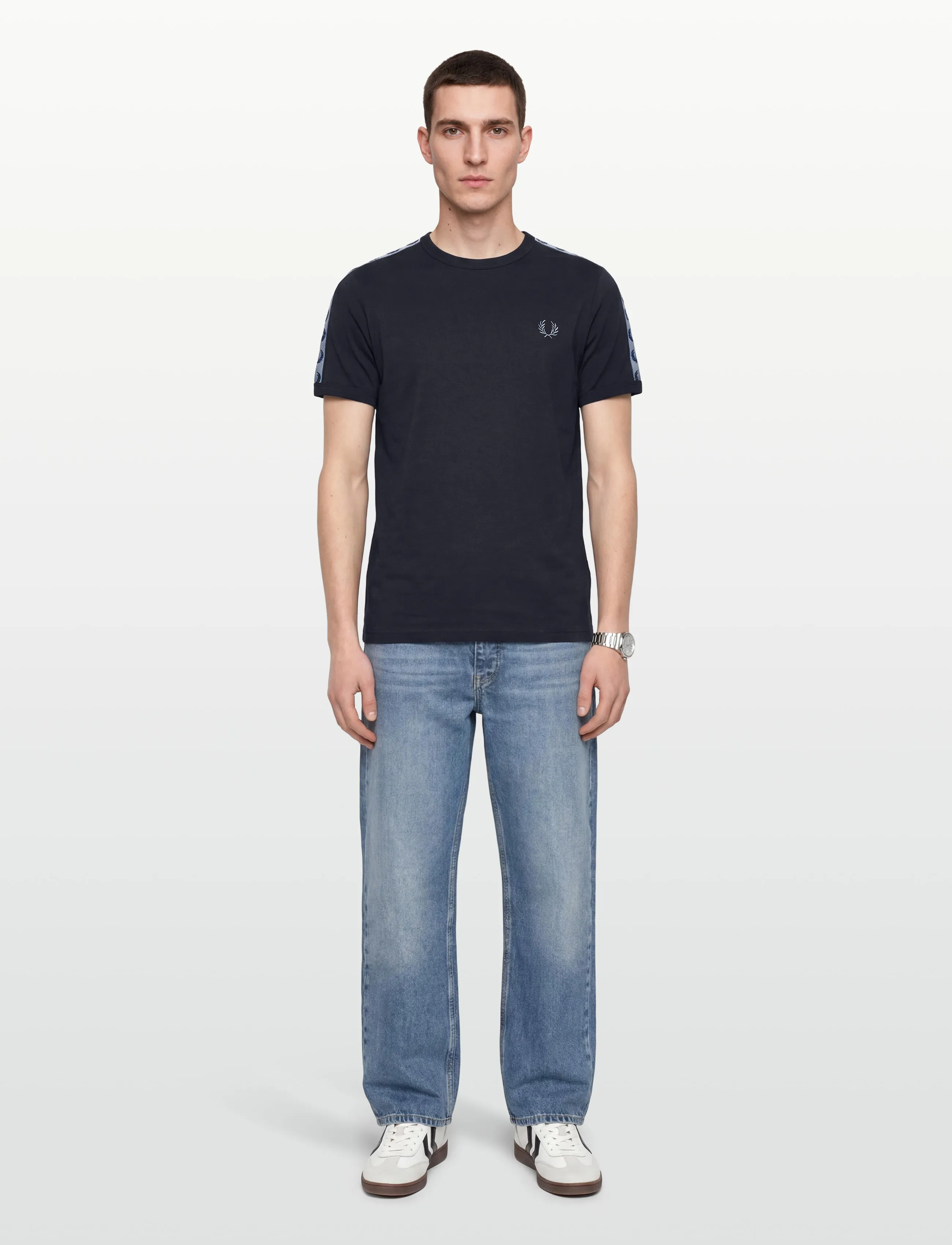 Fred Perry Contrast Tape Ringer Tee, XL, Black, T-Shirts > Kortærmede, Herre
