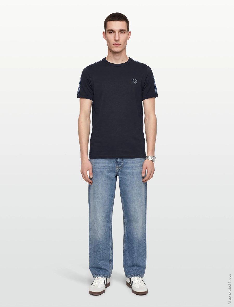 Fred Perry - CONTRAST TAPE RINGER TEE - kurzärmelig - navy/ace blue - 0
