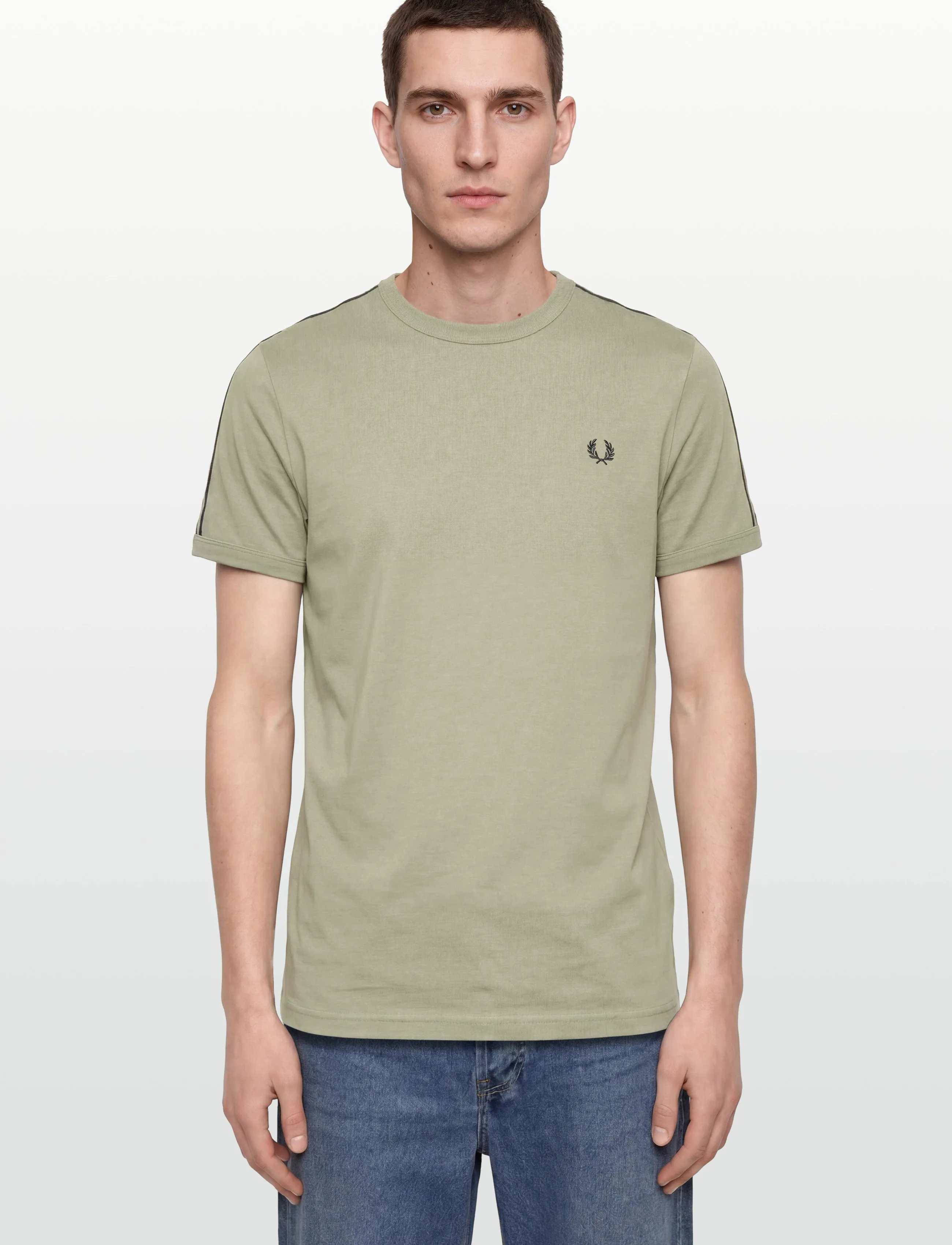 Fred Perry - CONTRAST TAPE RINGER TEE - stutterma bolir - seagrass/navy - 5