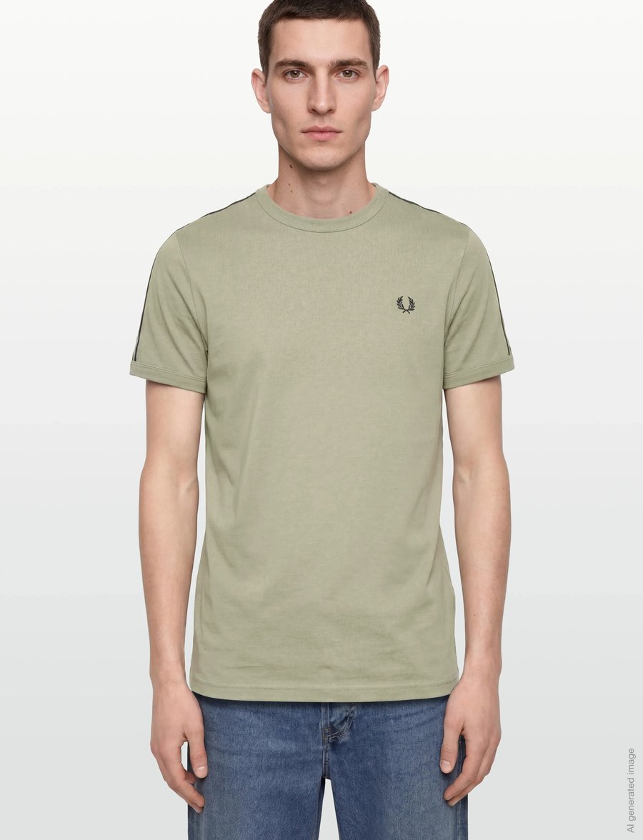 Fred Perry - CONTRAST TAPE RINGER TEE - kurzärmelig - seagrass/navy - 5