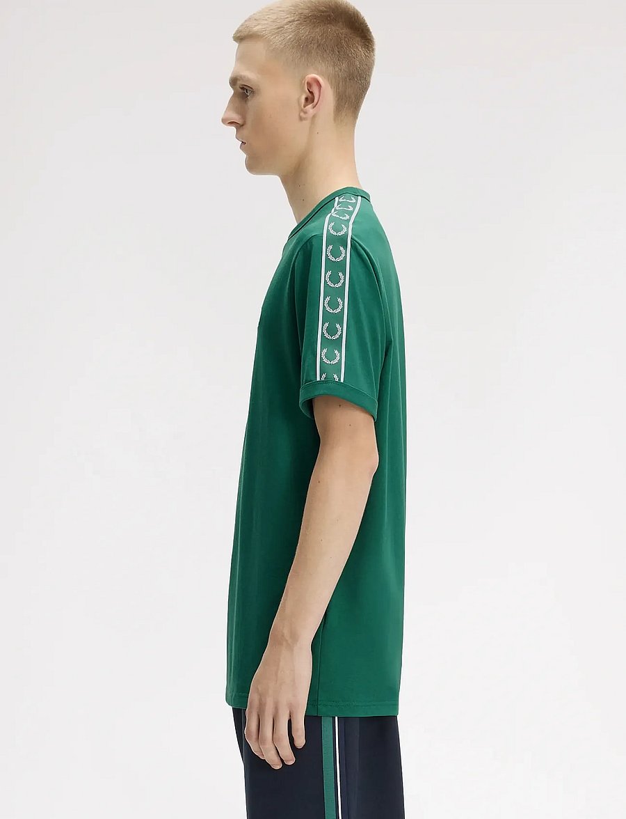 Fred Perry - CONTRAST TAPE RINGER TEE - kurzärmelige t-shirts - sport green - 5