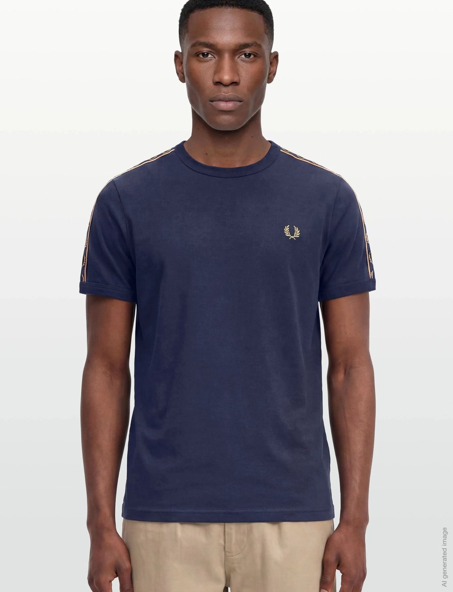 Fred Perry - CONTRAST TAPE RINGER TEE - kurzärmelige t-shirts - tennisb/champagn - 5