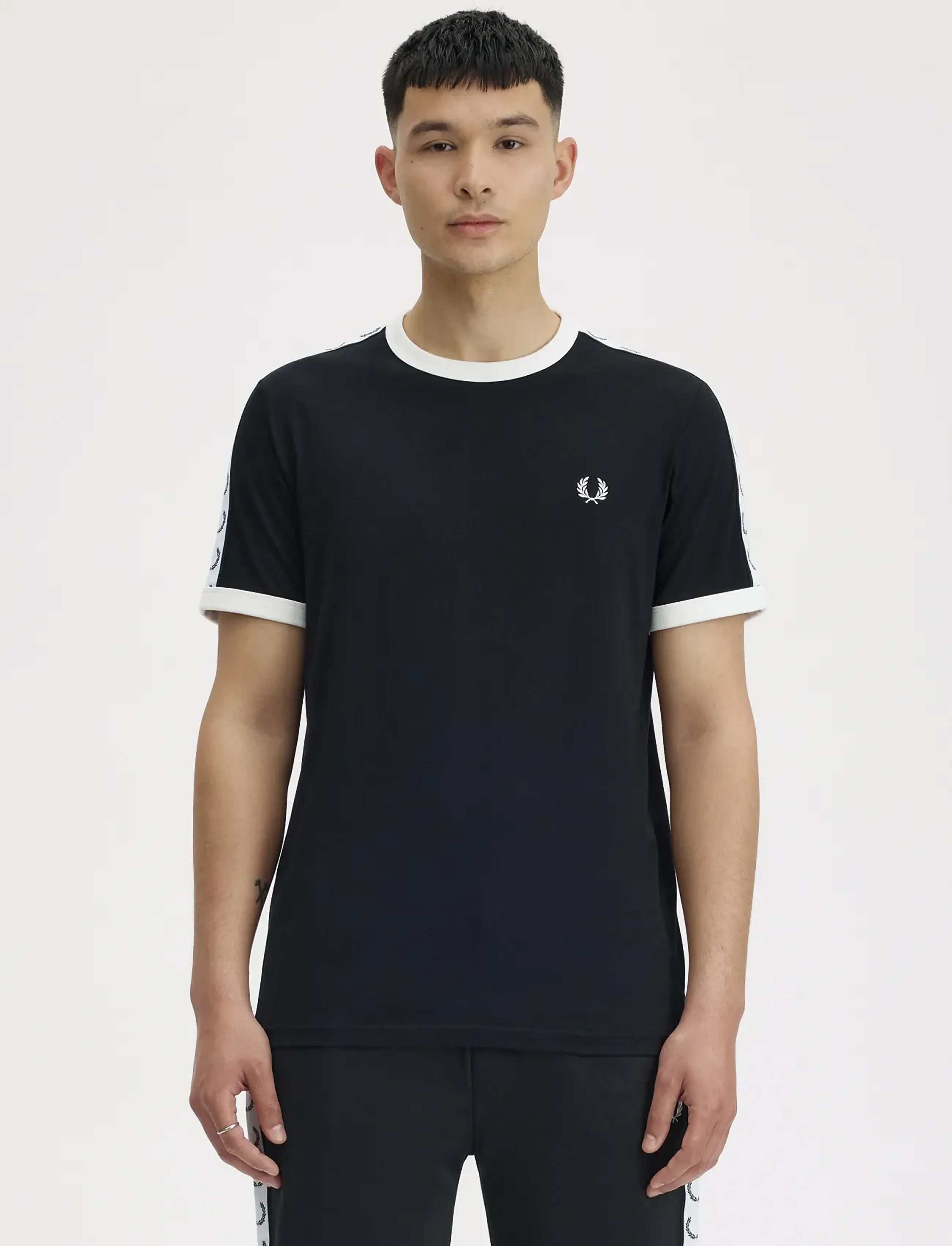 Fred Perry Taped Ringer T-Shirt, Mænd, Tapet Ringer T-Shirt, Sort, Str: L