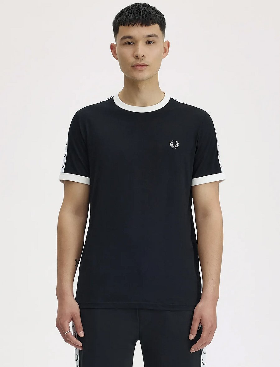 Fred Perry - TAPED RINGER T-SHIRT - kurzärmelig - black - 0