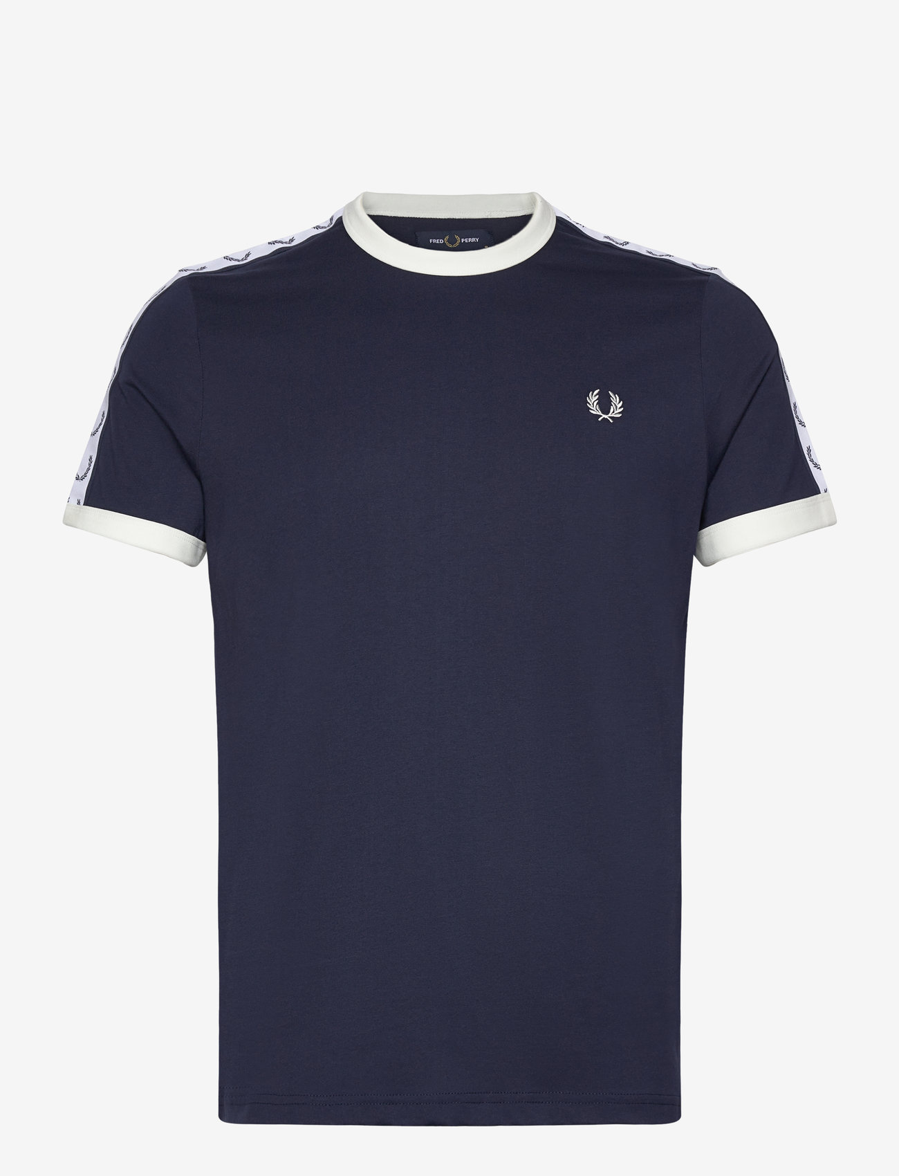 Fred Perry - TAPED RINGER T-SHIRT - kortärmade t-shirts - carbon blue - 0