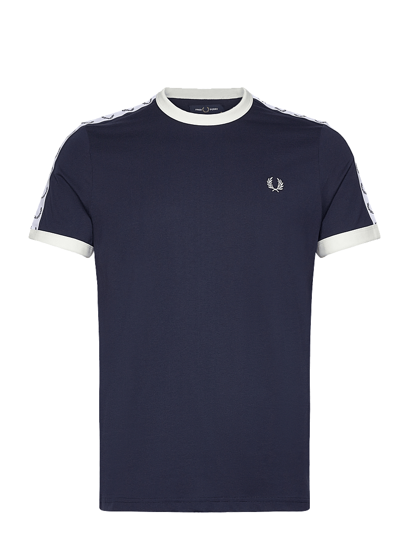 Fred Perry - TAPED RINGER T-SHIRT - kortärmade t-shirts - carbon blue - 0
