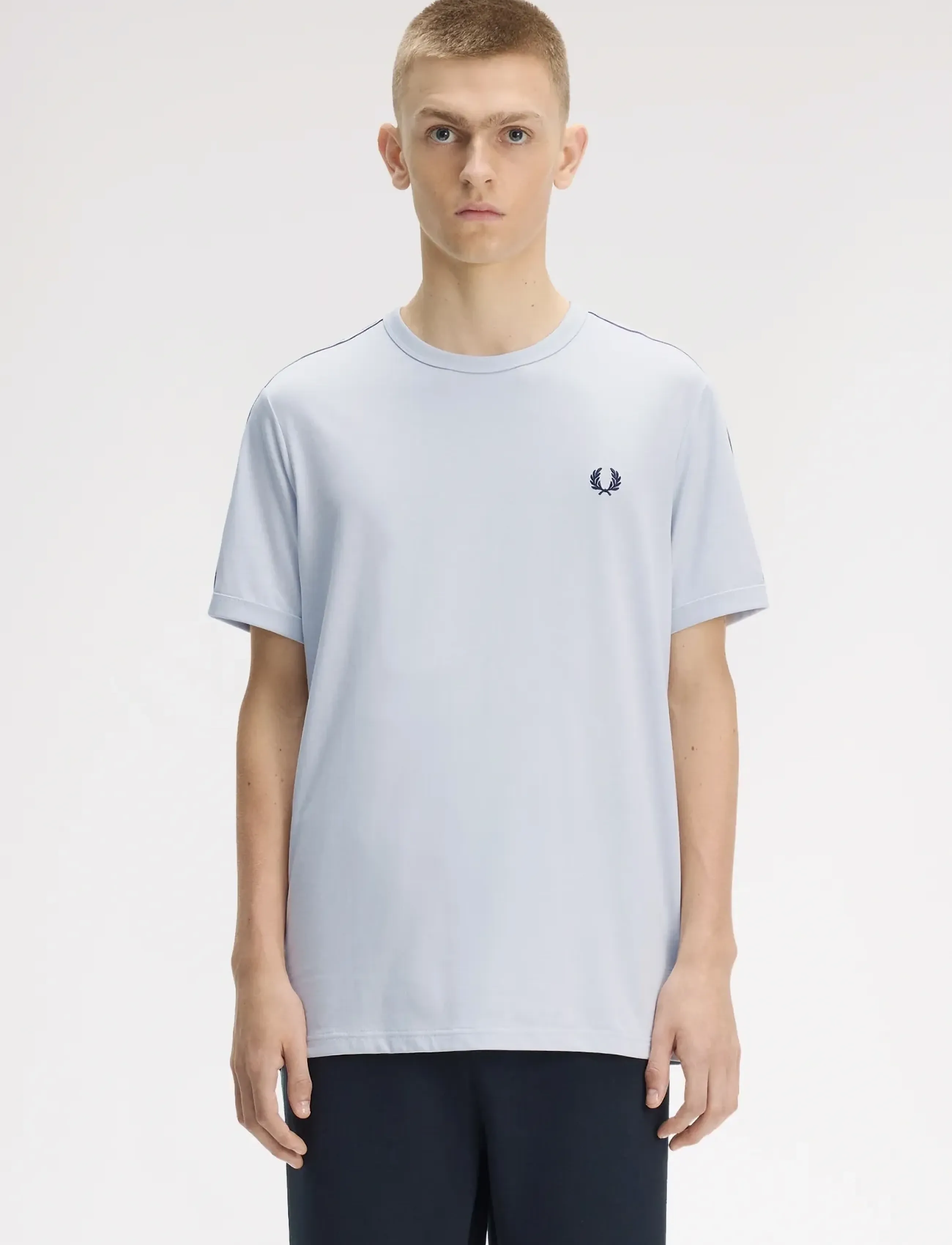 Fred Perry Taped Ringer T-Shirt, Mænd, Tapet Ringer T-Shirt, Blå, Str: XL