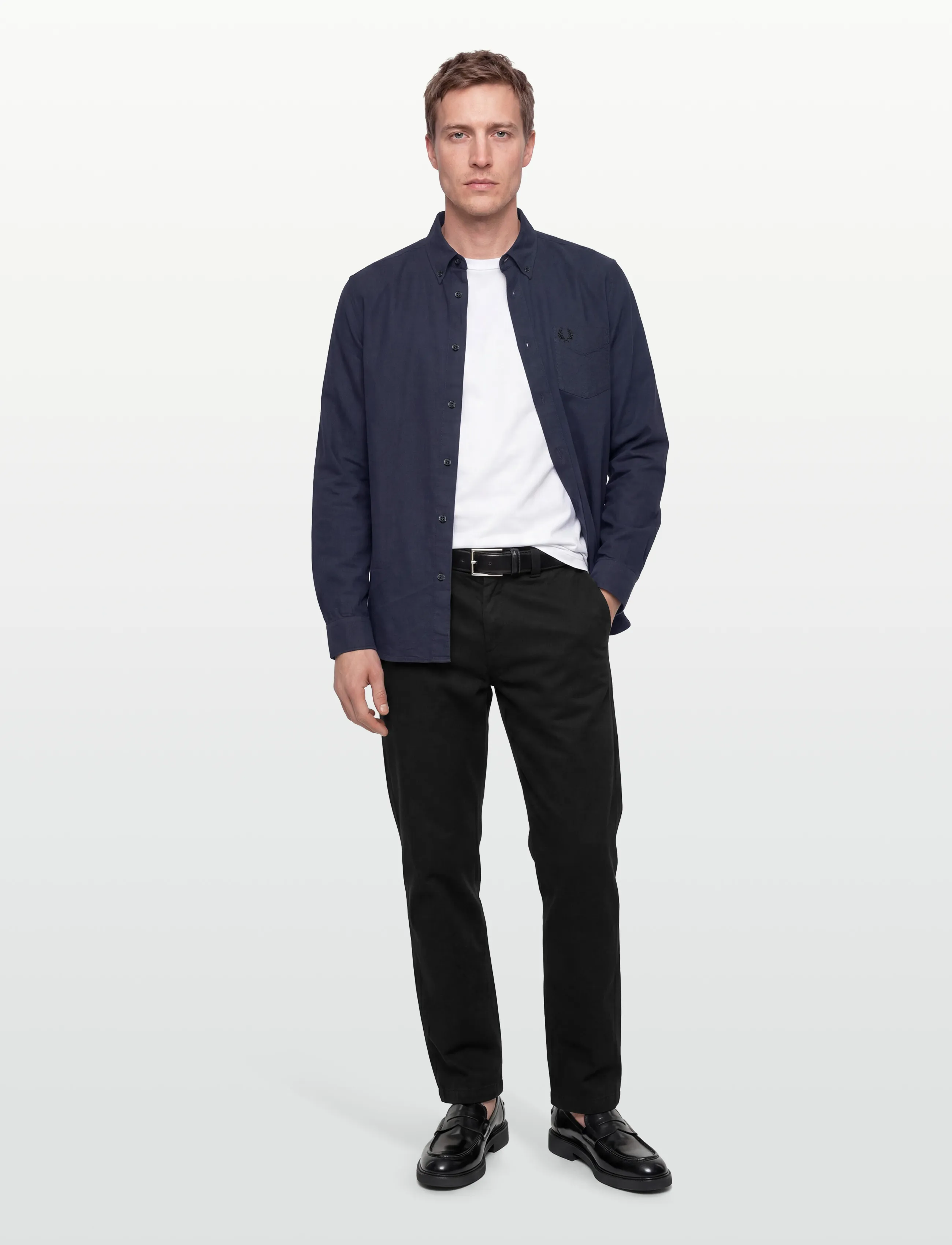 Fred Perry Oxford Shirt, Mænd, Oxford Skjorte, Navy, Str: XL
