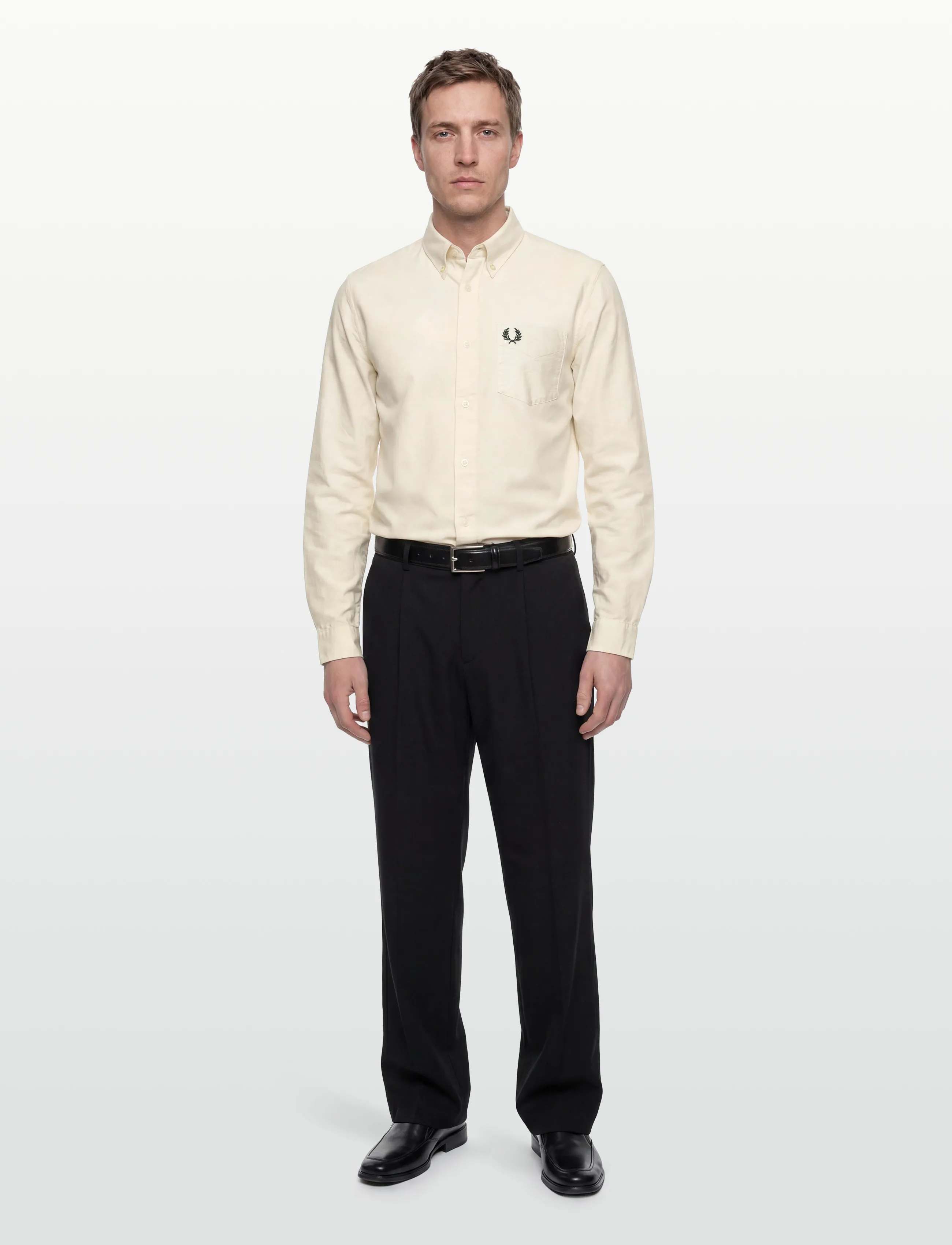 Fred Perry OXFORD SHIRT - Casual skjortor - ECRU/GRASSROOTS / cream