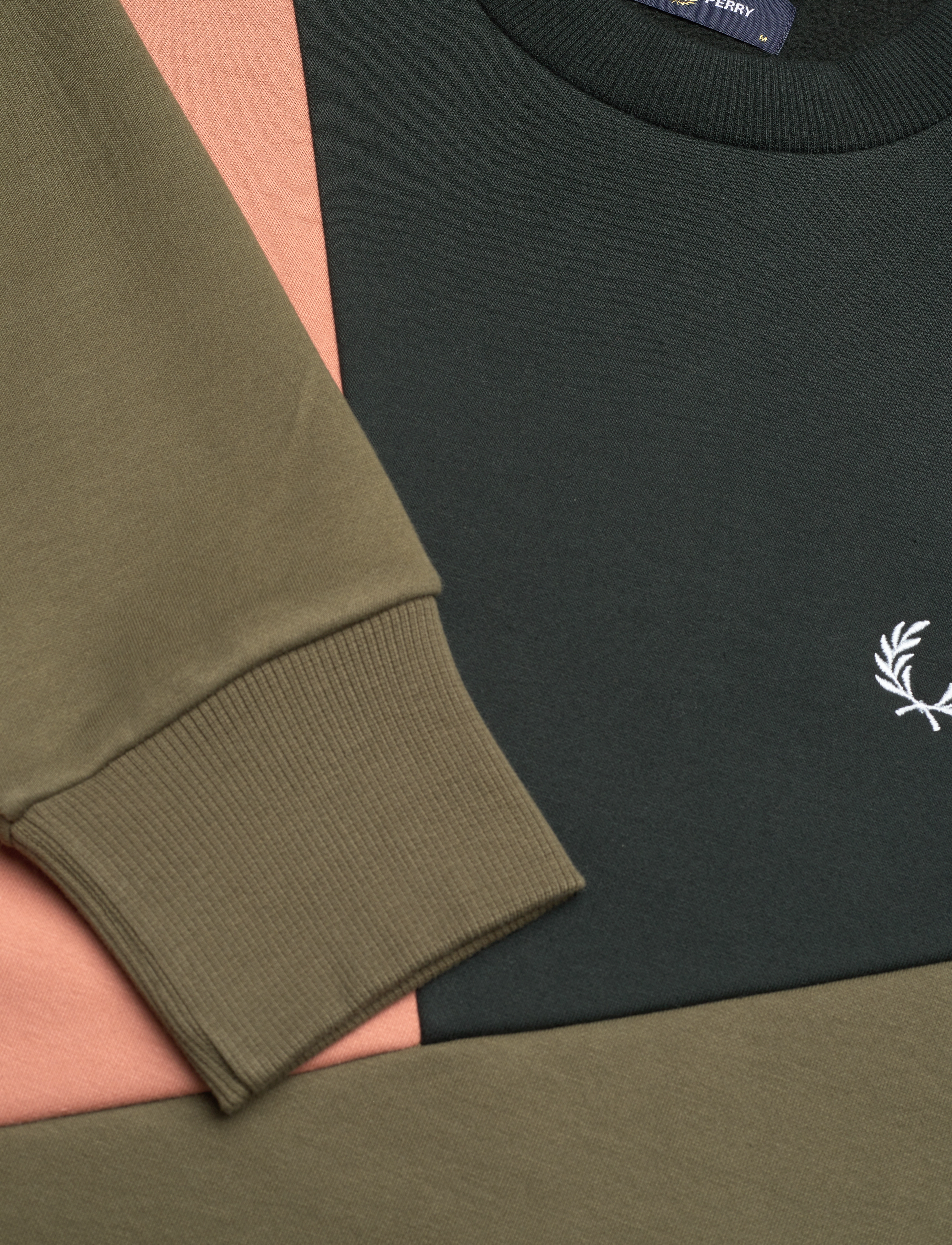 Fred Perry - ABSTRACT COL BLOCK SWEATSH - night green - 2