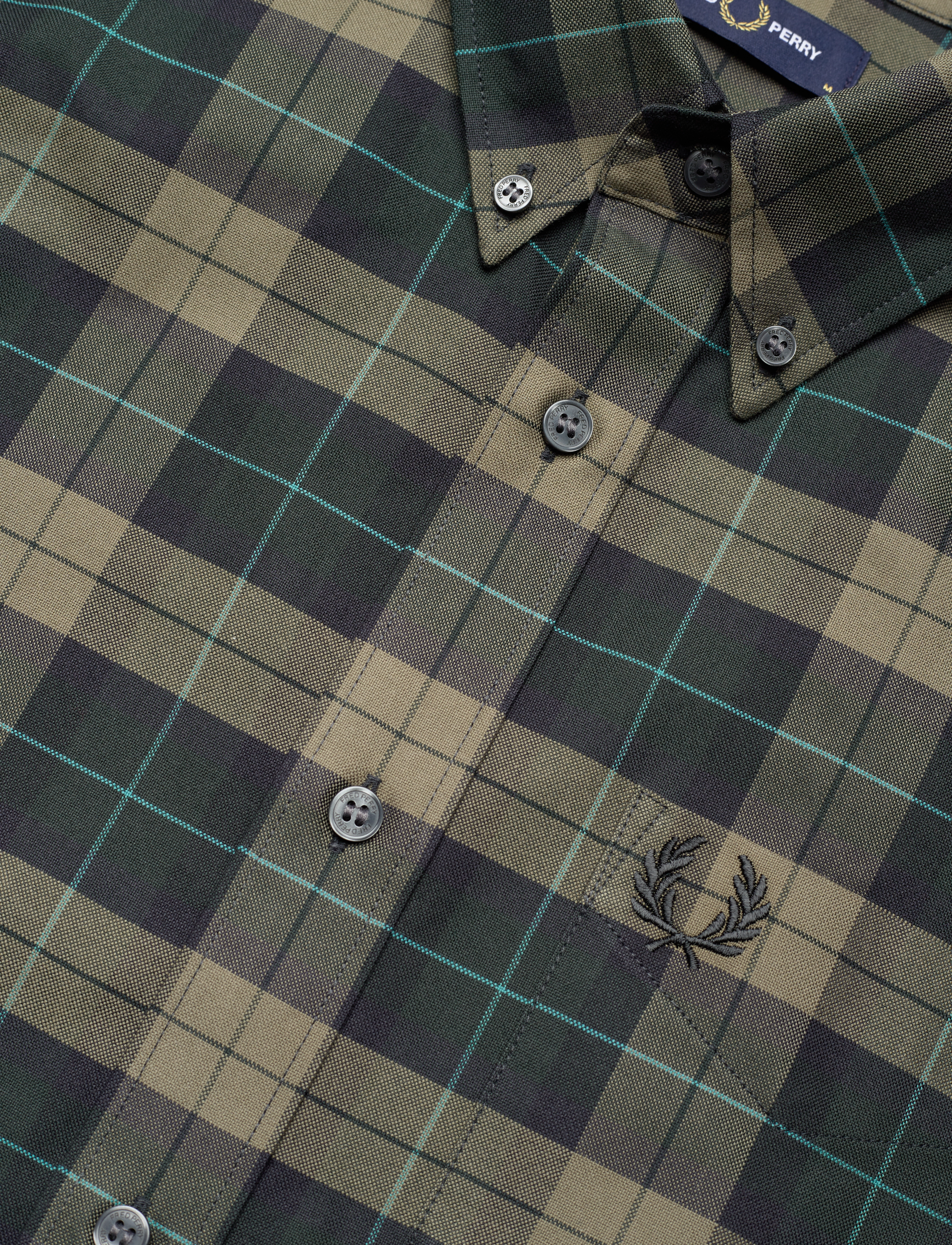 Fred Perry - TARTAN SHIRT - night green - 3