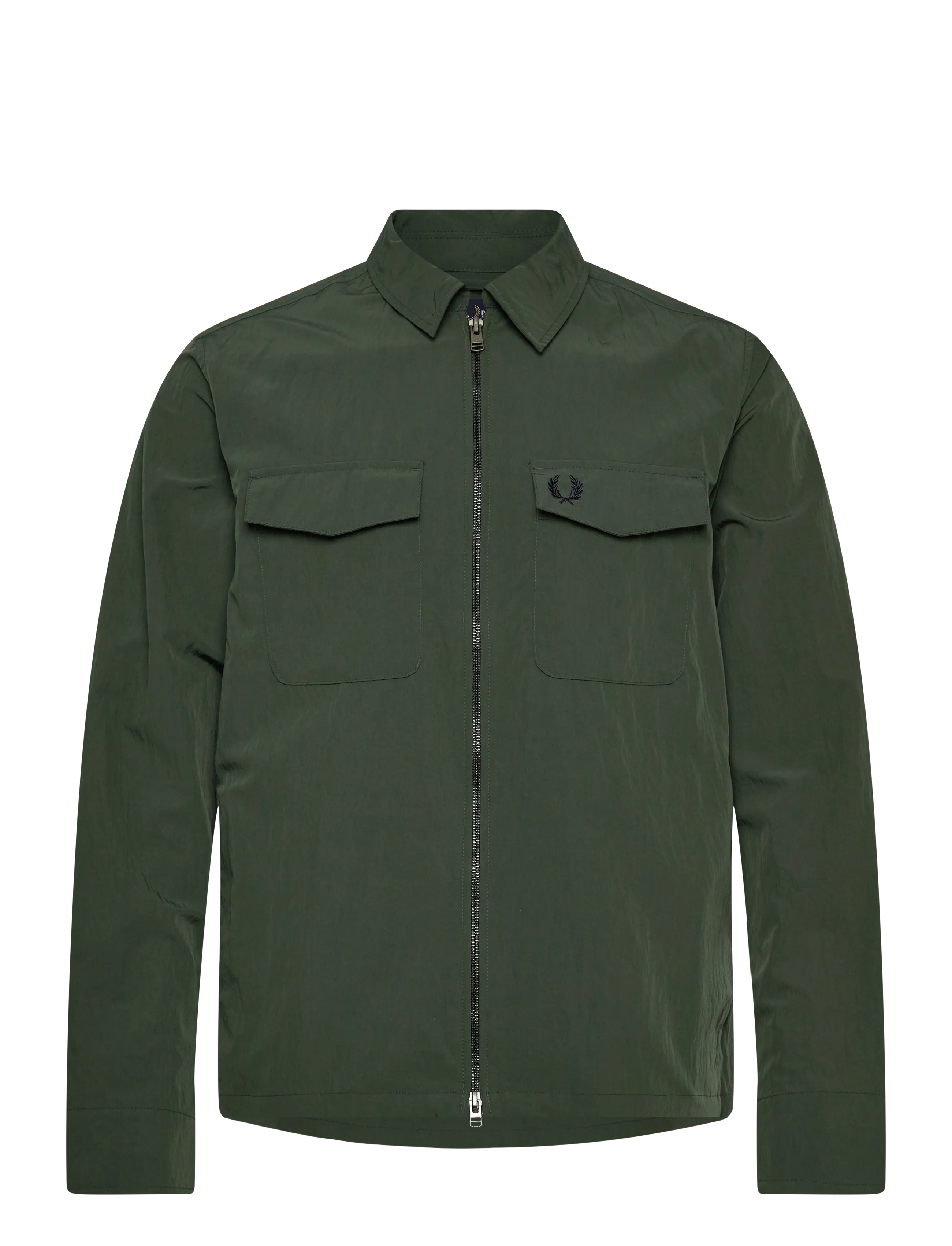 Fred Perry Zip Through Overshirt, M, Green, Overdele > Overtrøjer, Herre