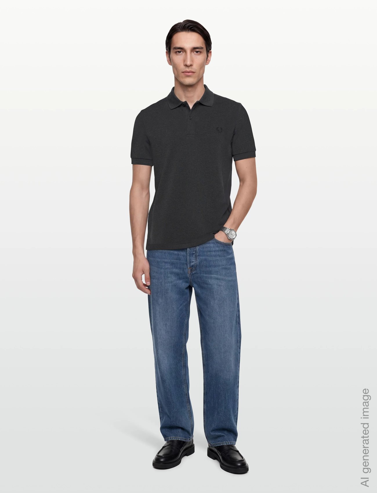 THE FRED PERRY SHIRT - CHARCOALMARL/BLK