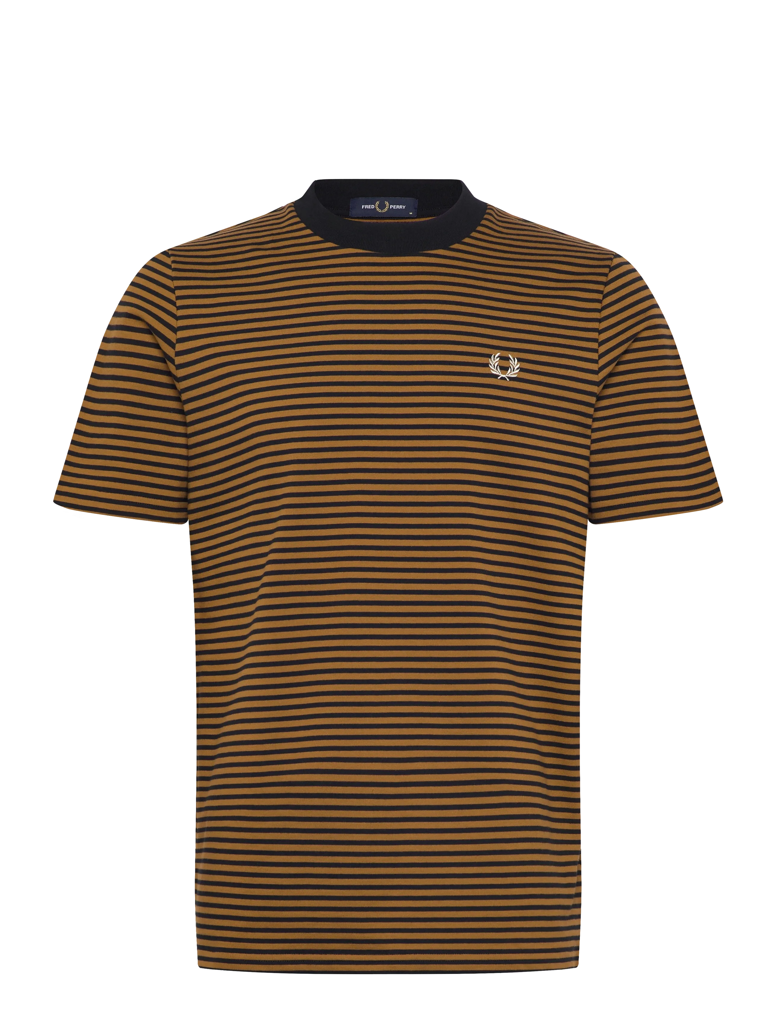 Fred Perry FINE STRIPE HEAVY WEIGHT TEE - T-Shirts - BLACK / multi