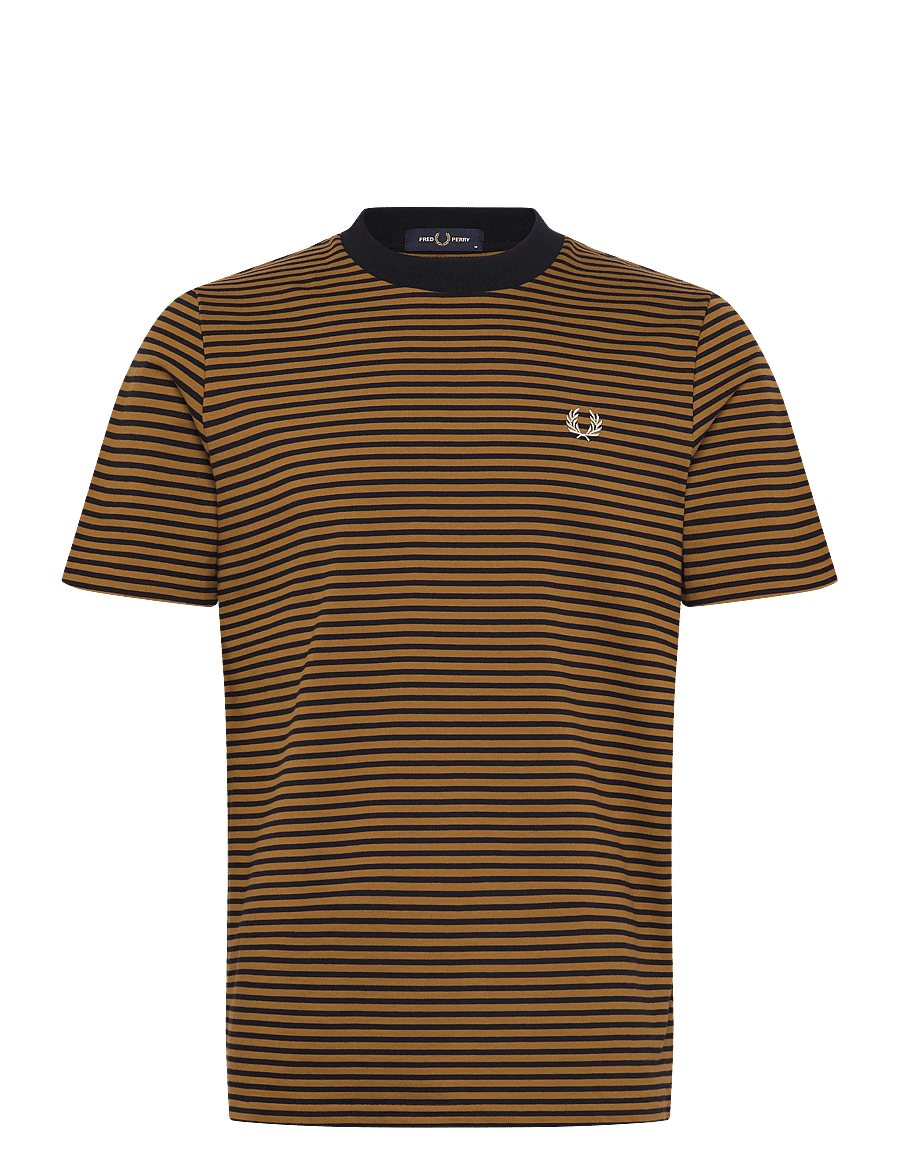 Fred Perry - FINE STRIPE HEAVYWEIGHT TSHIRT - kortærmede t-shirts - black - 1