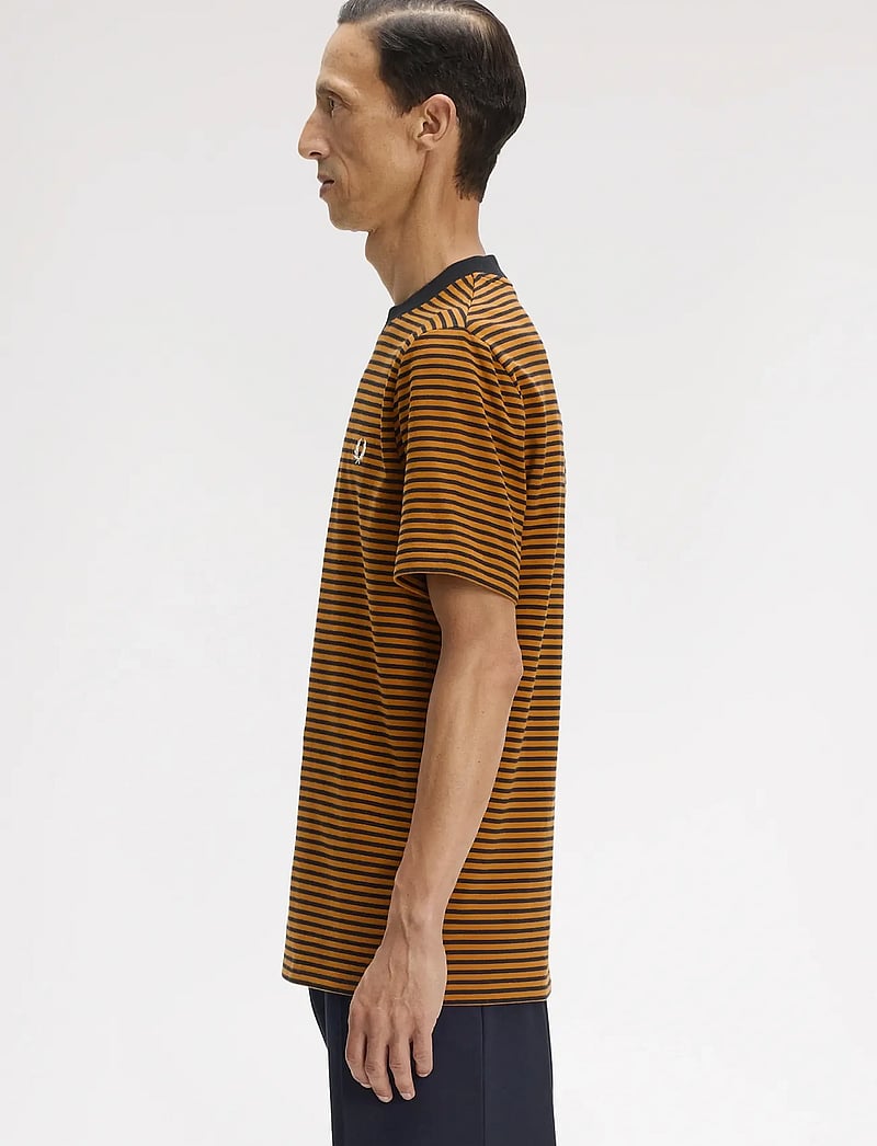 Fred Perry - FINE STRIPE HEAVYWEIGHT TSHIRT - kortærmede t-shirts - black - 3
