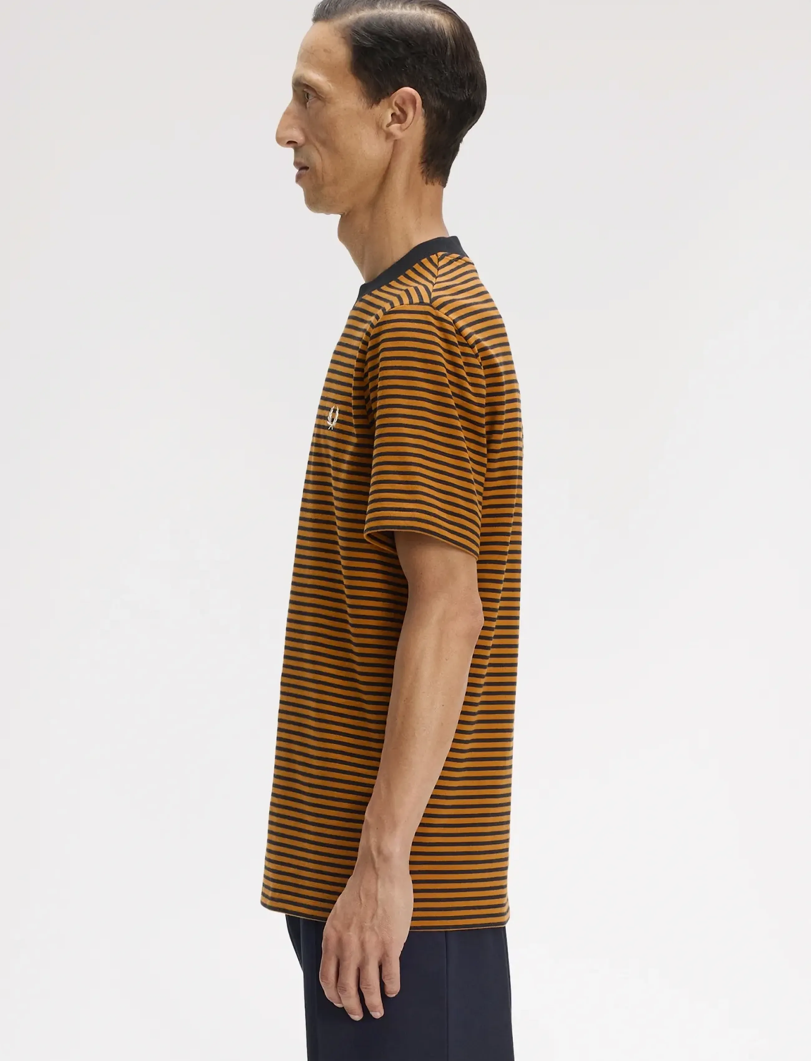 Fred Perry - FINE STRIPE HEAVYWEIGHT TSHIRT - kortärmade t-shirts - black - 3