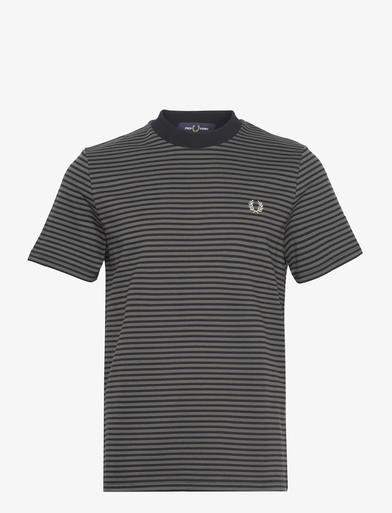 Fred Perry - FINE STRIPE TEE - short-sleeved t-shirts - black/field grn - 0
