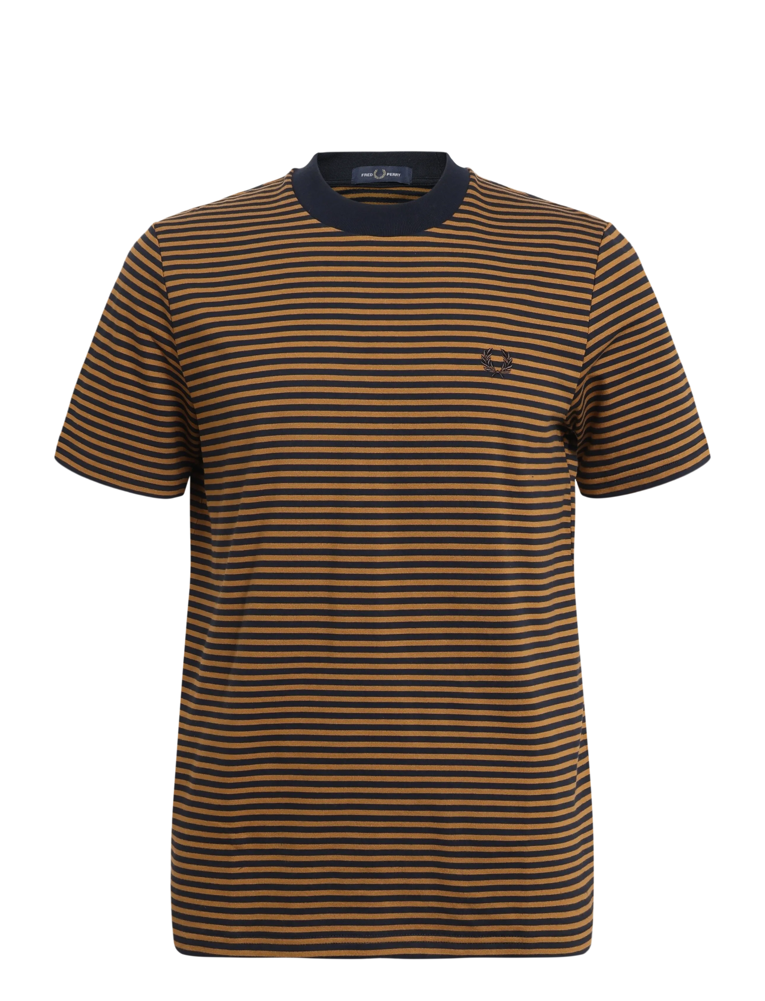 Fred Perry FINE STRIPE HEAVYWEIGHT TSHIRT - Preppy - DARK CARAMEL / brown