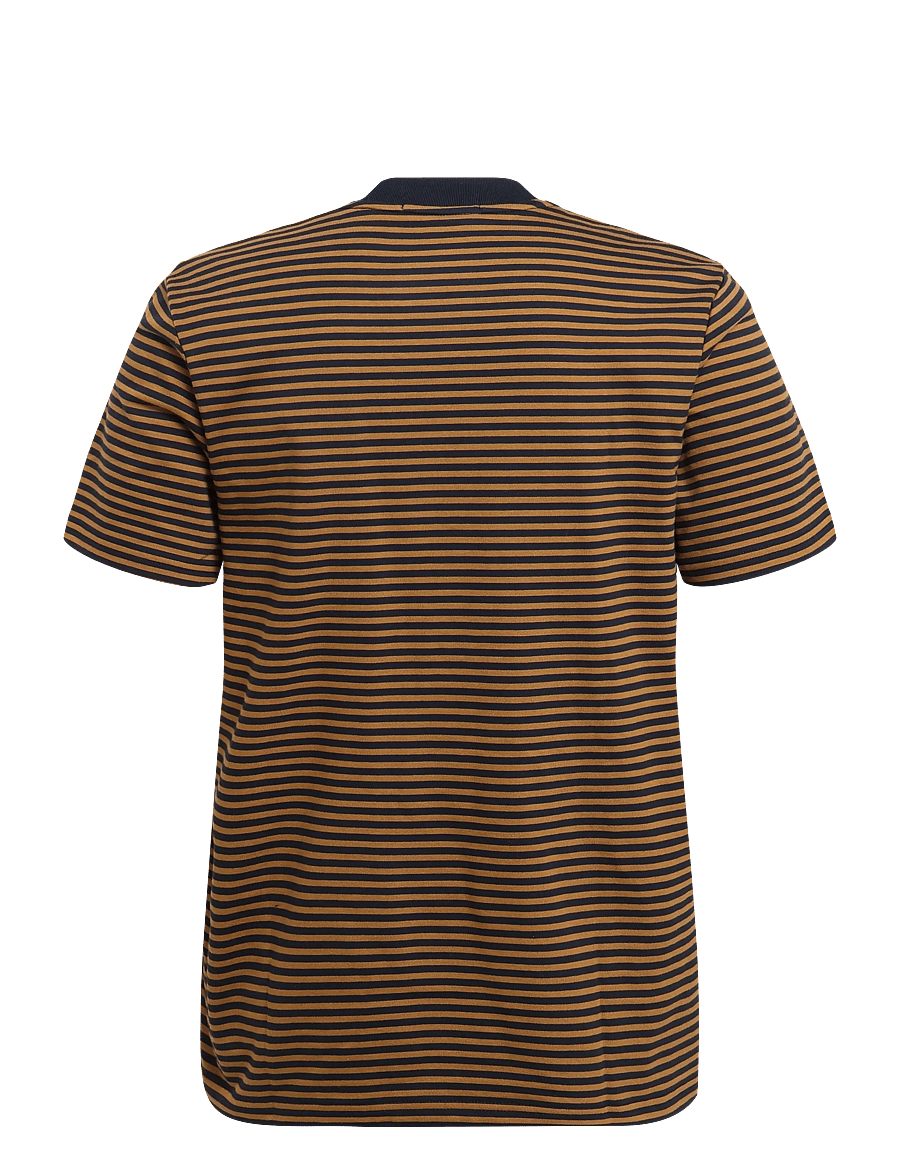Fred Perry - FINE STRIPE HEAVYWEIGHT TSHIRT - short-sleeved t-shirts - dark caramel - 1