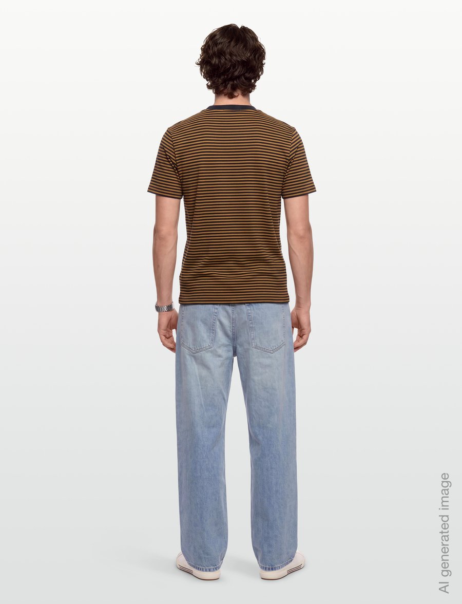 Fred Perry - FINE STRIPE HEAVYWEIGHT TSHIRT - kurzärmelige t-shirts - dark caramel - 4