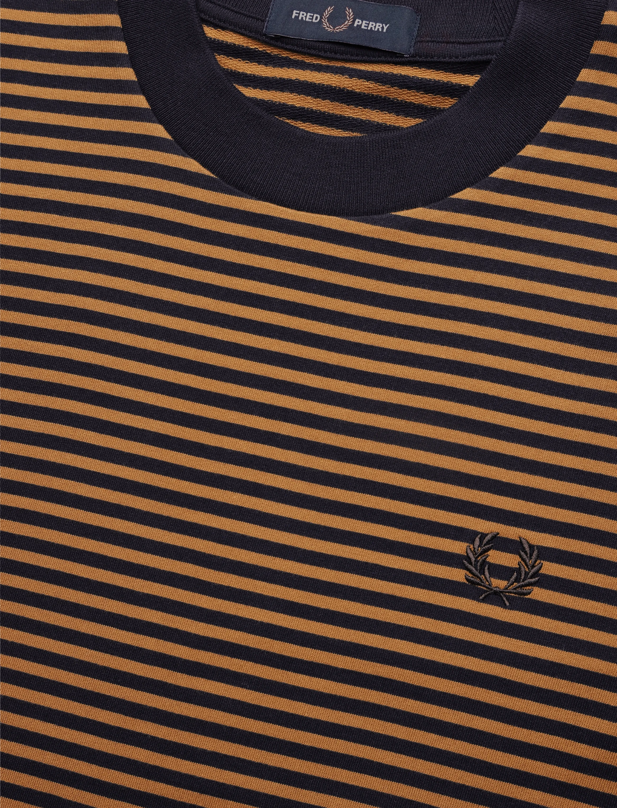 Fred Perry - FINE STRIPE HEAVYWEIGHT TSHIRT - short-sleeved t-shirts - dark caramel - 2