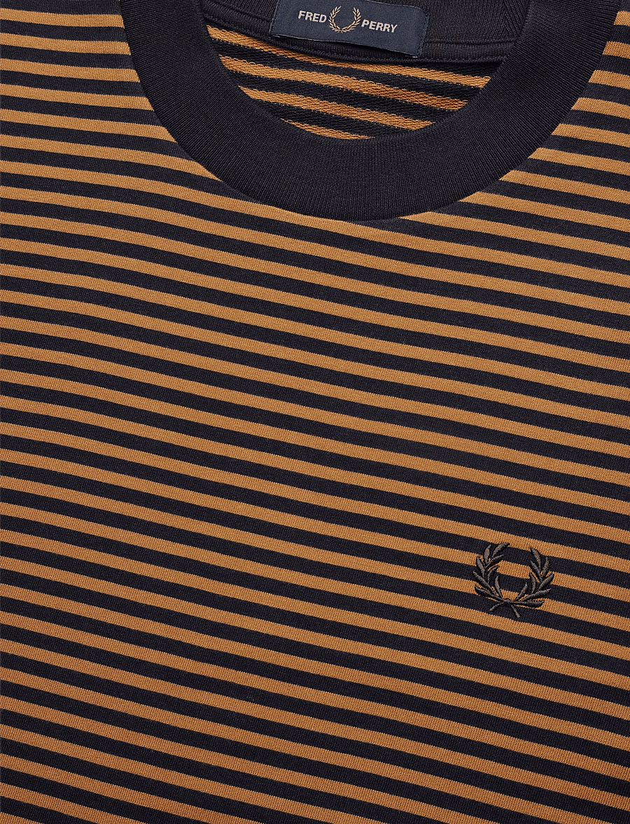 Fred Perry - FINE STRIPE HEAVYWEIGHT TSHIRT - short-sleeved t-shirts - dark caramel - 2